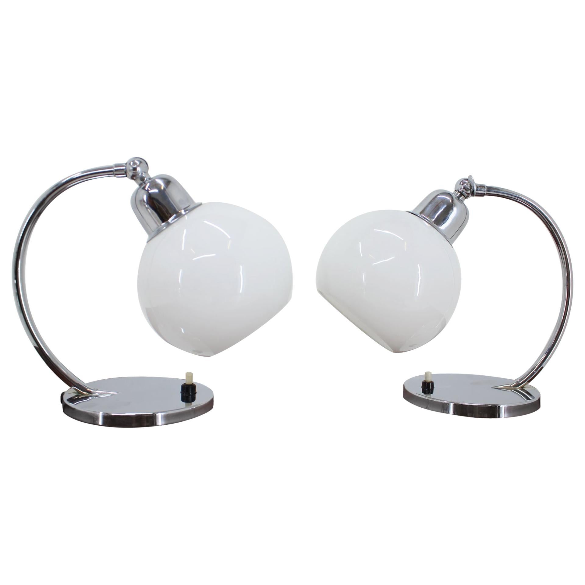 Coppia di lampade da tavolo Bauhaus cromate, anni '30
