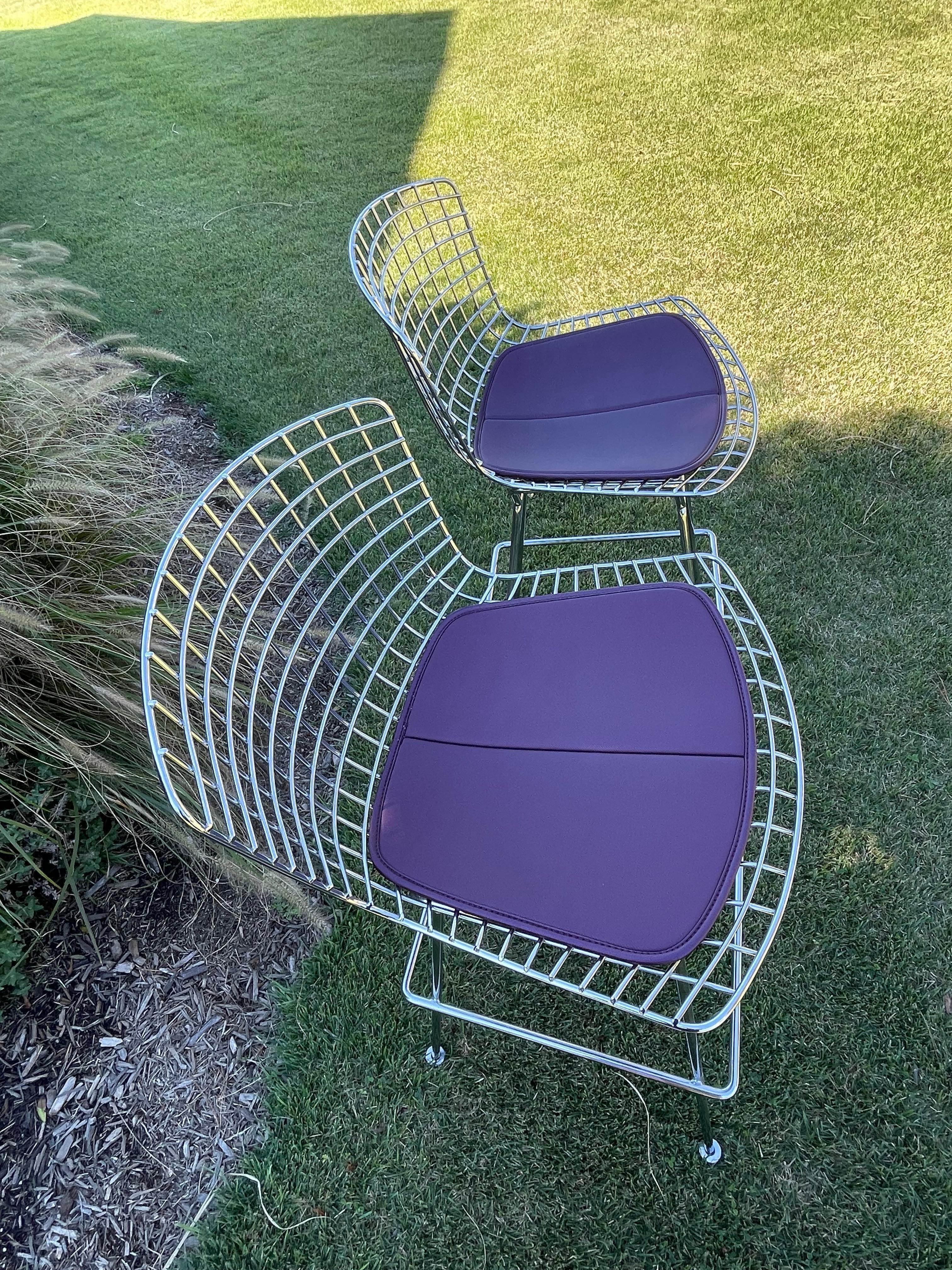 Pair of Chrome Bertoia Bar Stools from Knoll For Sale 3
