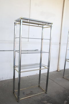 Pair of Chrome, Brass and Glass Etageres