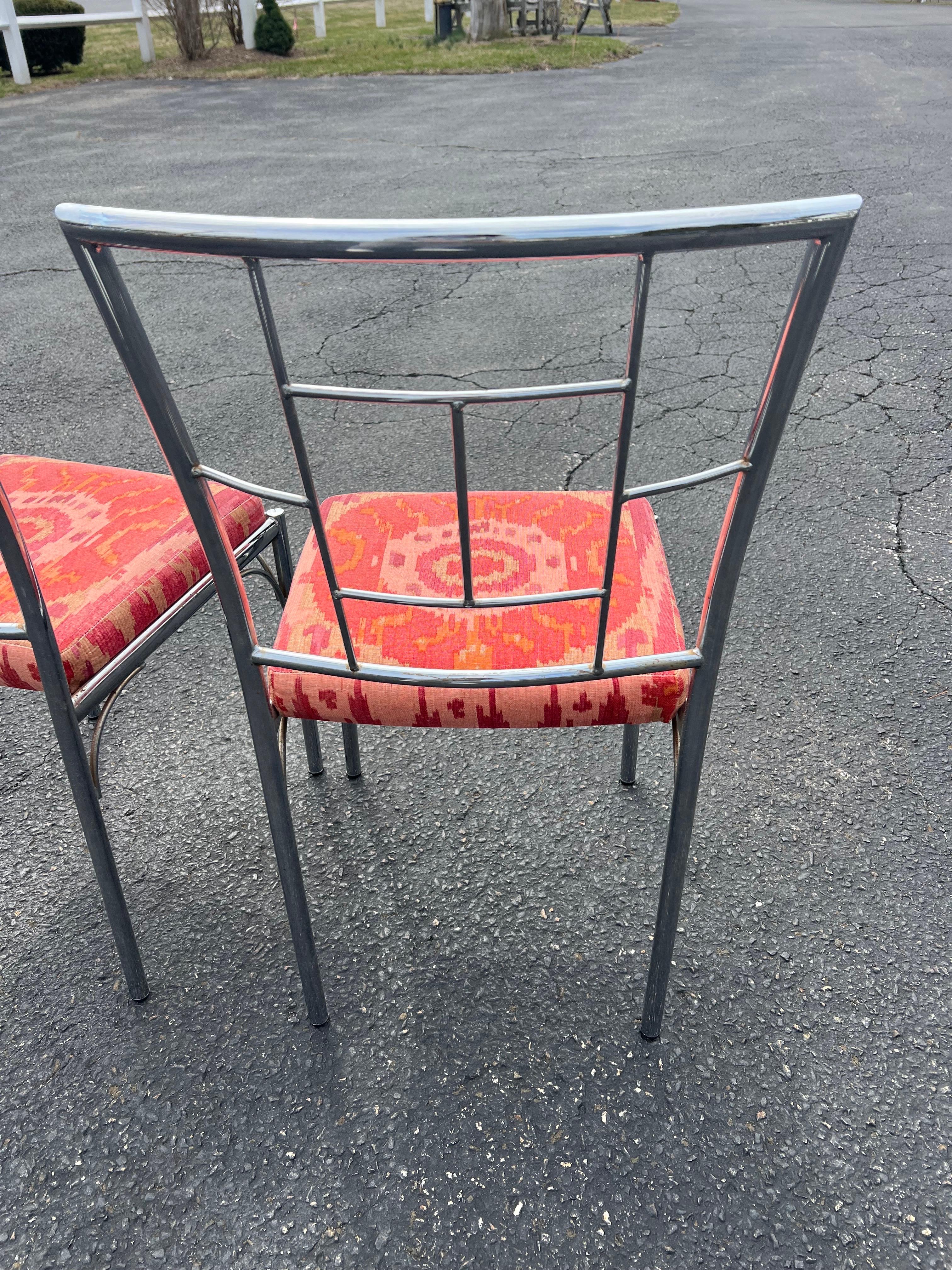 Paire de chaises chromées Chinoiserie en vente 3
