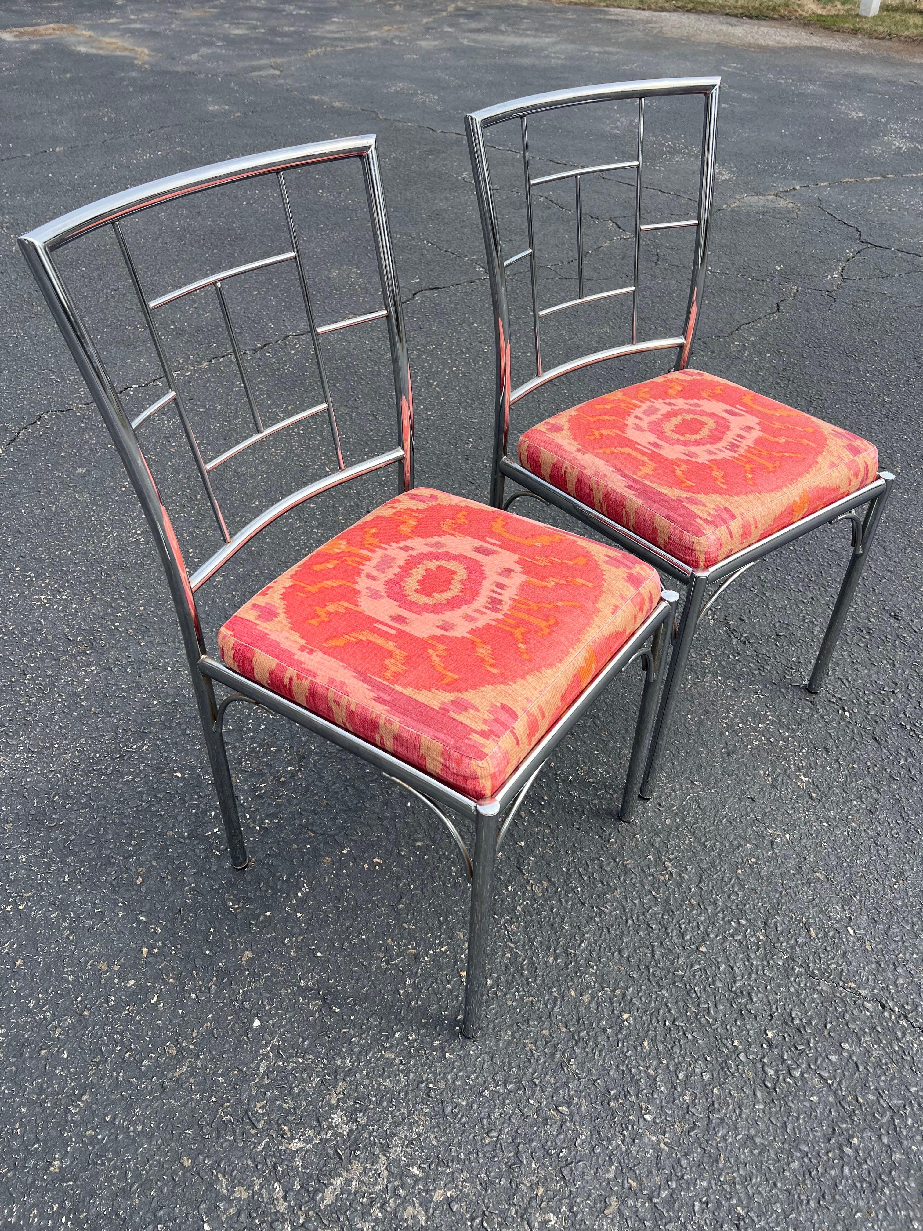 Paire de chaises chromées Chinoiserie en vente 4