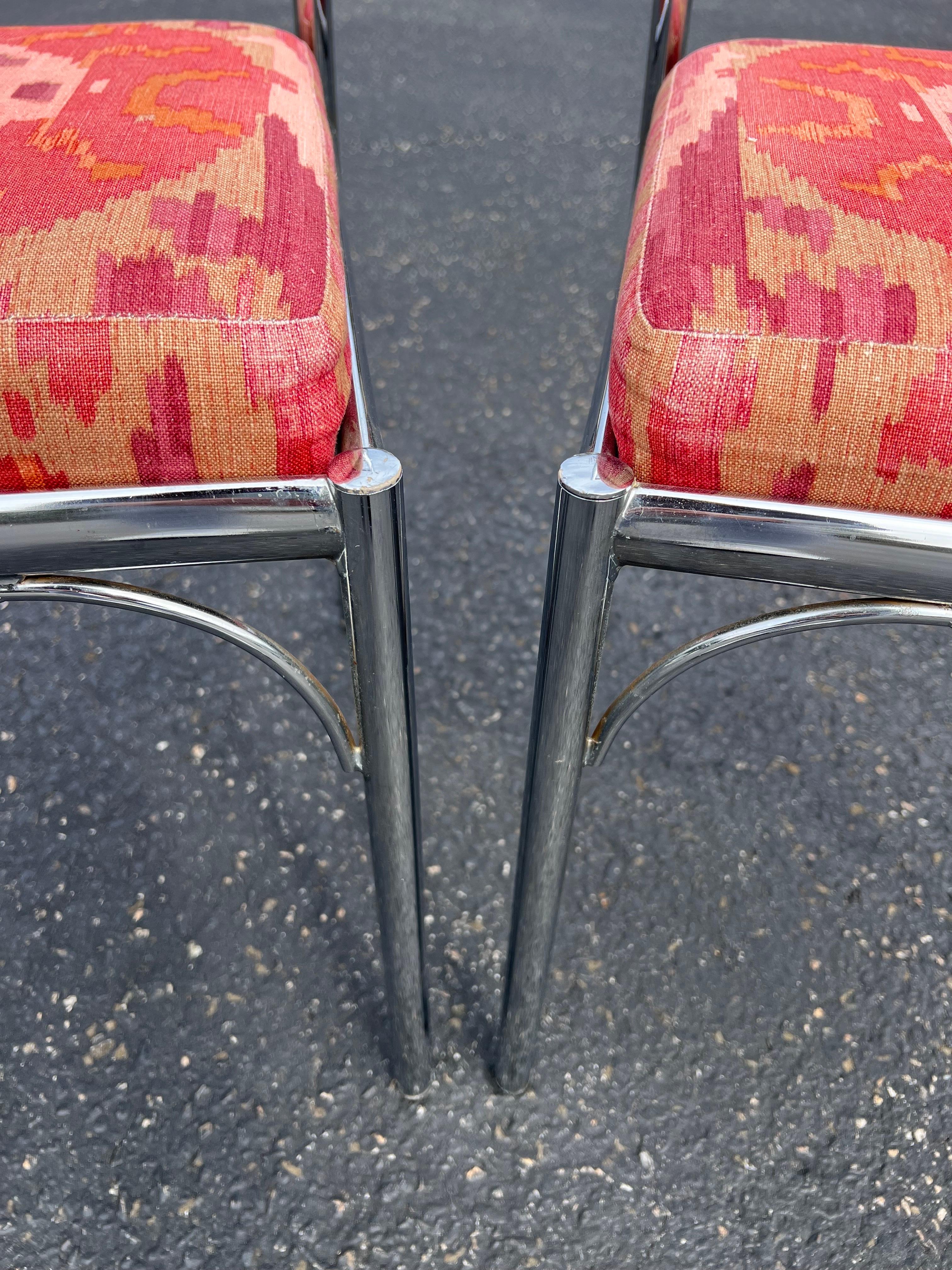 Paire de chaises chromées Chinoiserie en vente 5