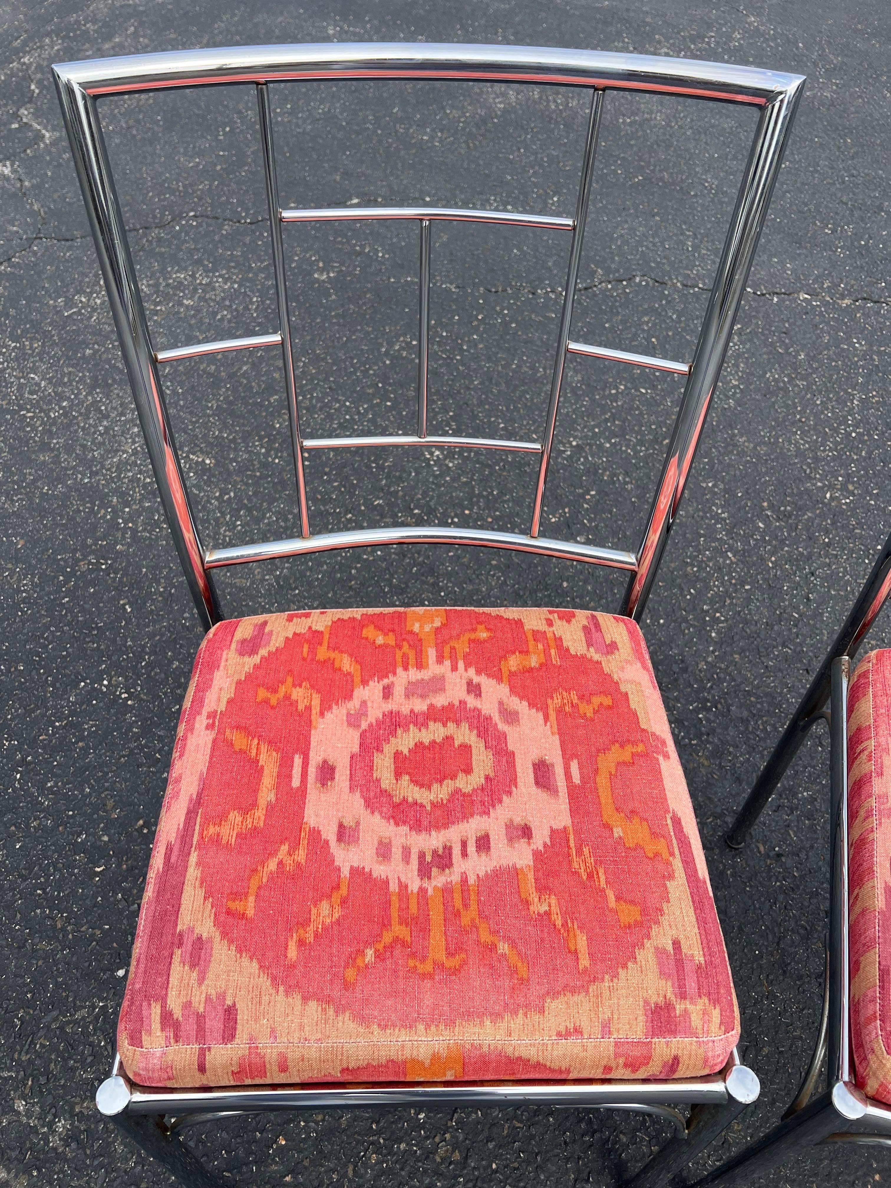 Paire de chaises chromées Chinoiserie en vente 9