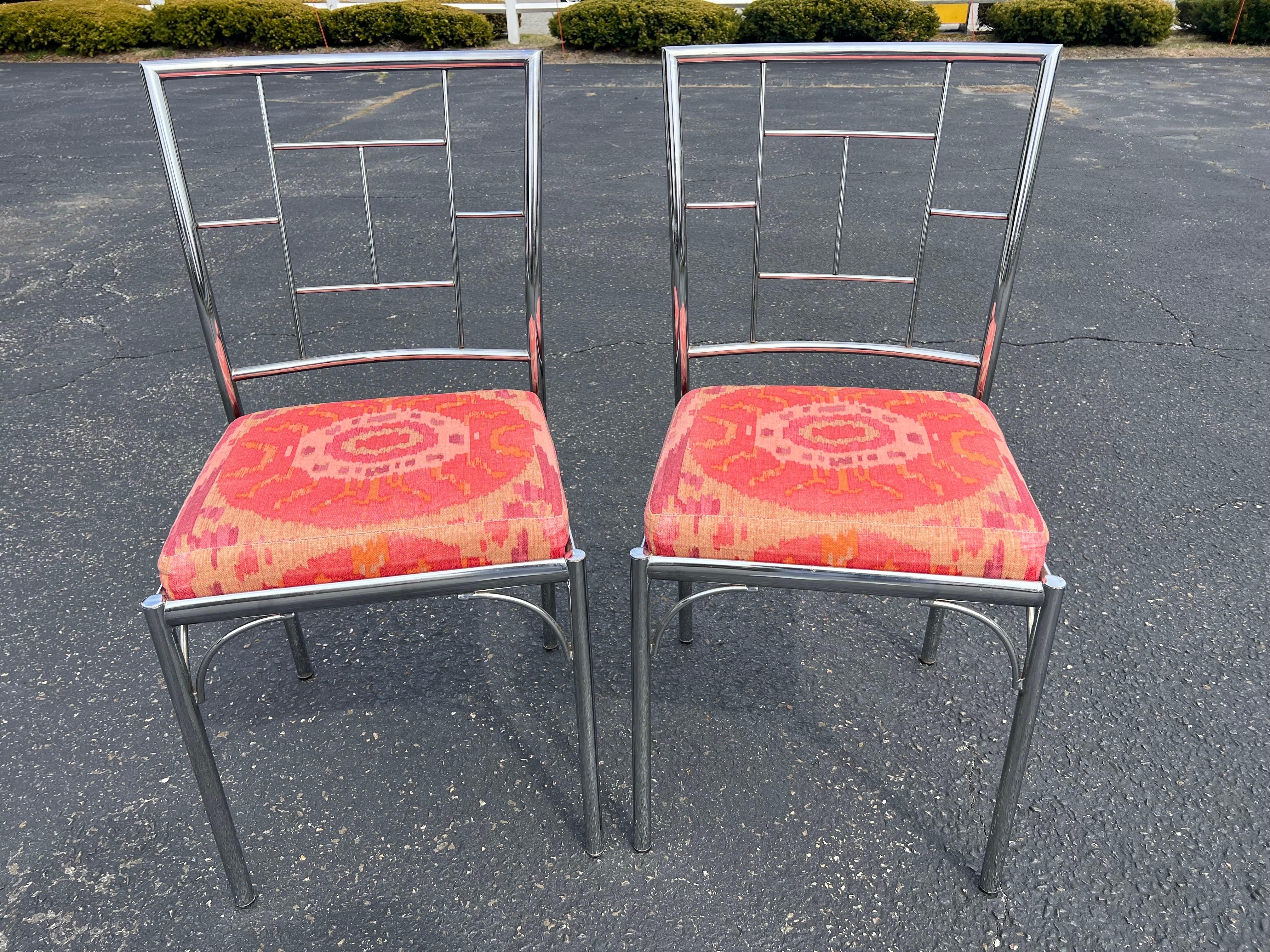 Paire de chaises chromées Chinoiserie en vente 10