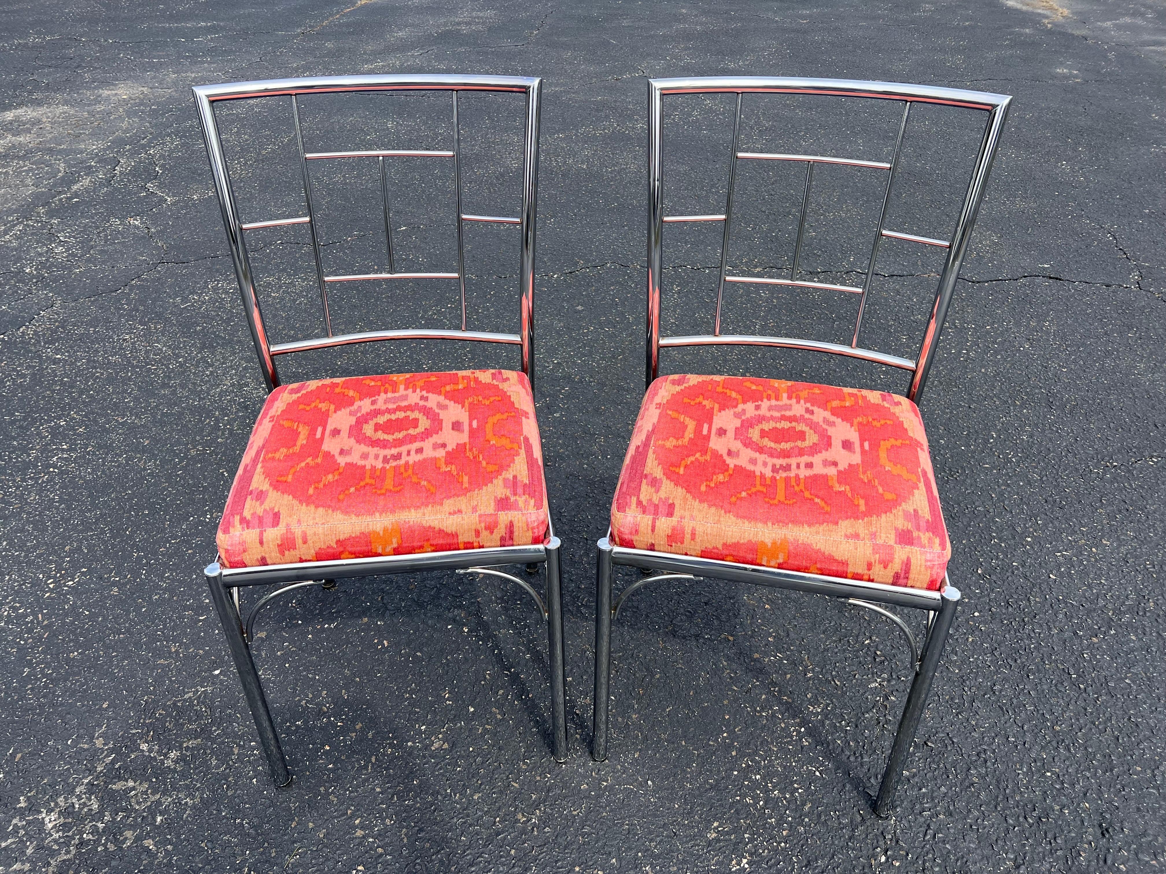 Paire de chaises chromées Chinoiserie en vente 11