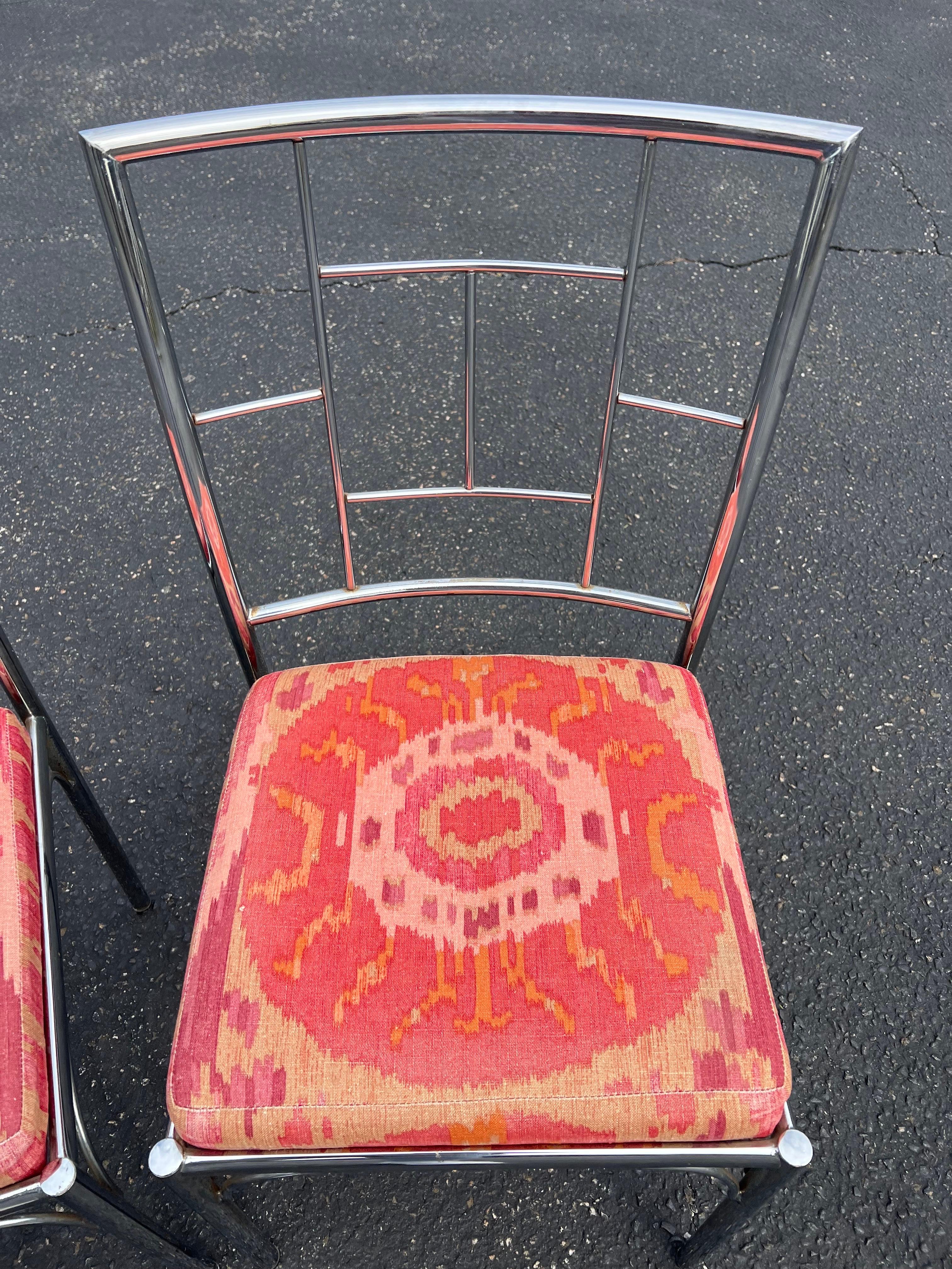 Paire de chaises chromées Chinoiserie en vente 12
