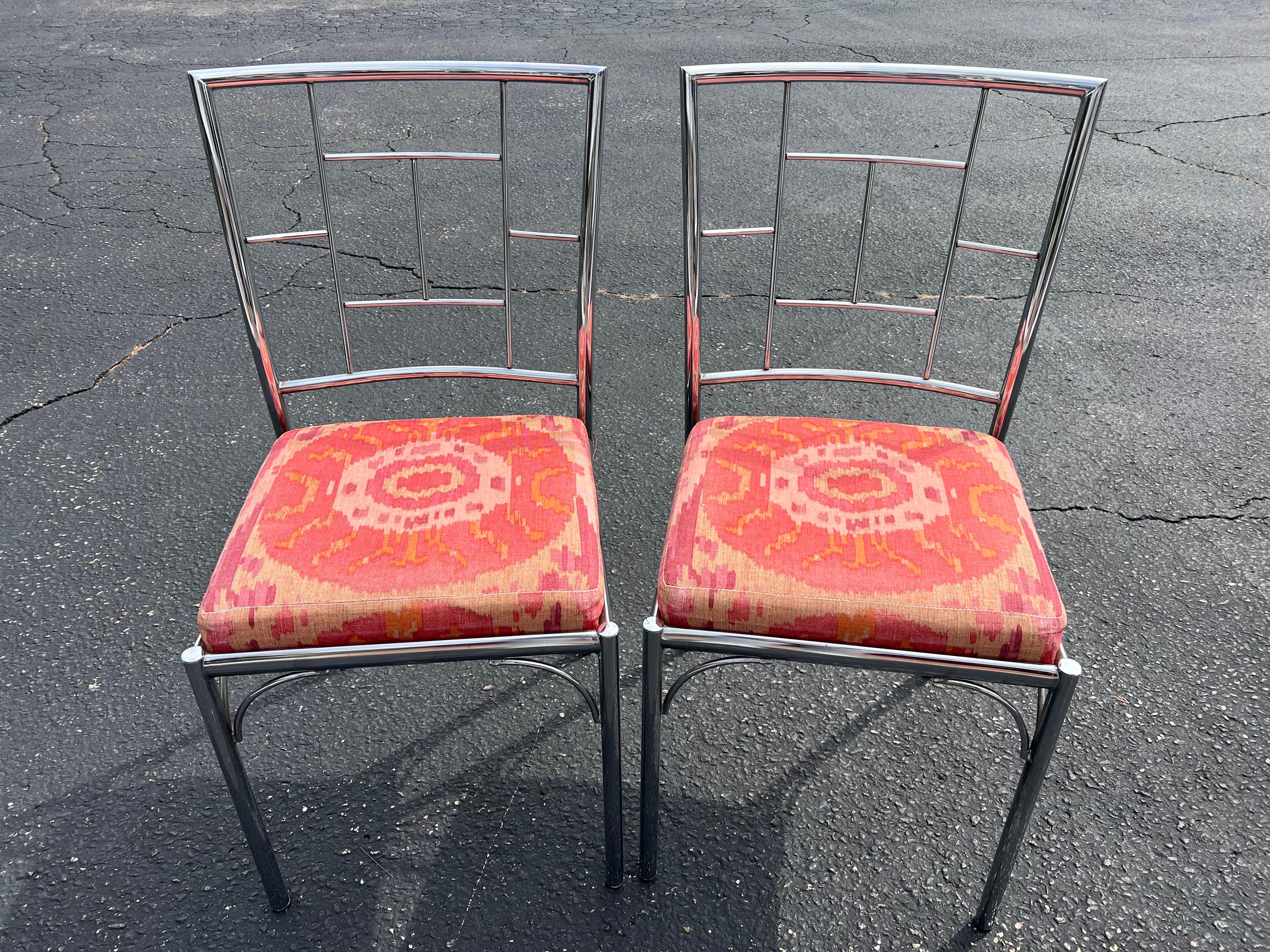 Paire de chaises chromées Chinoiserie en vente 13