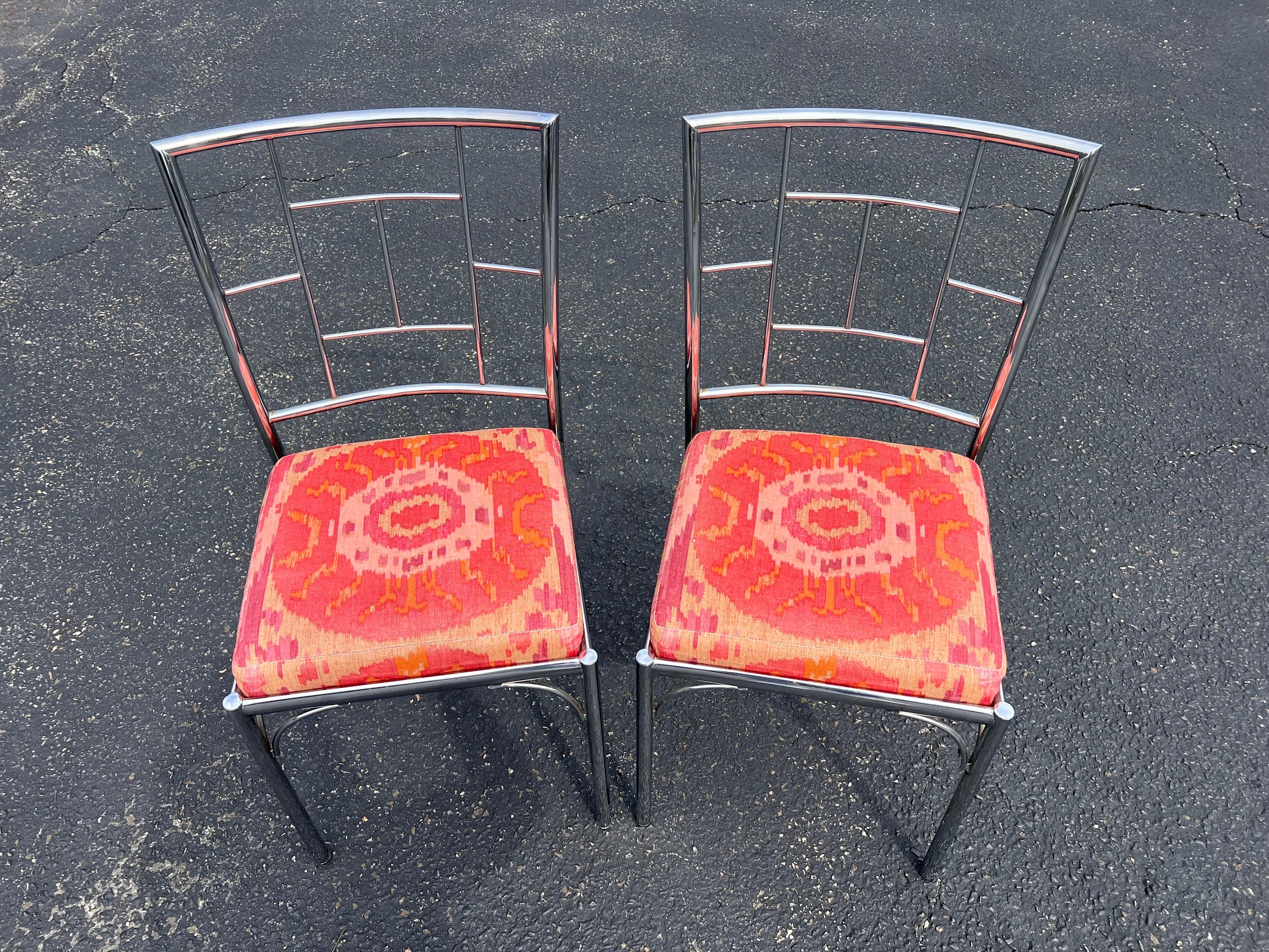 Mid-Century Modern Paire de chaises chromées Chinoiserie en vente