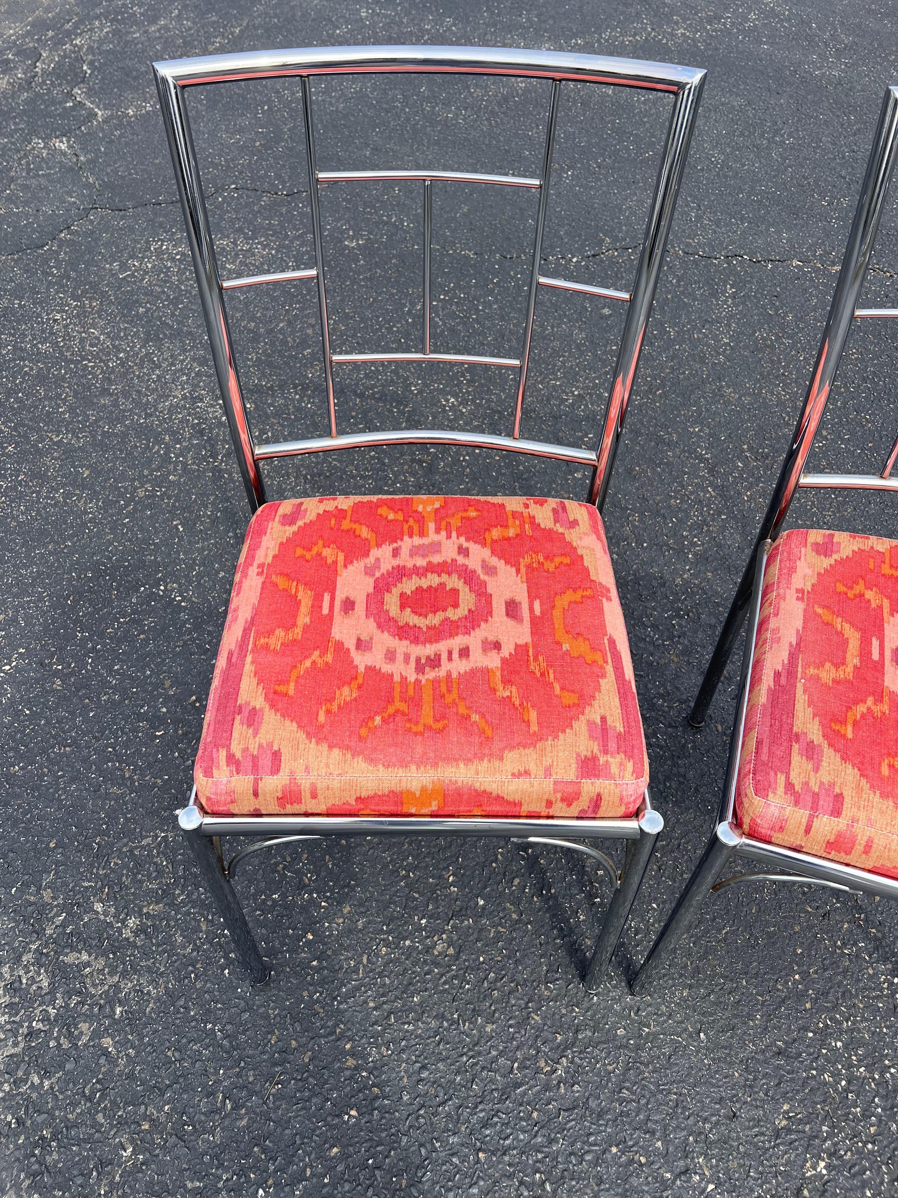 Américain Paire de chaises chromées Chinoiserie en vente