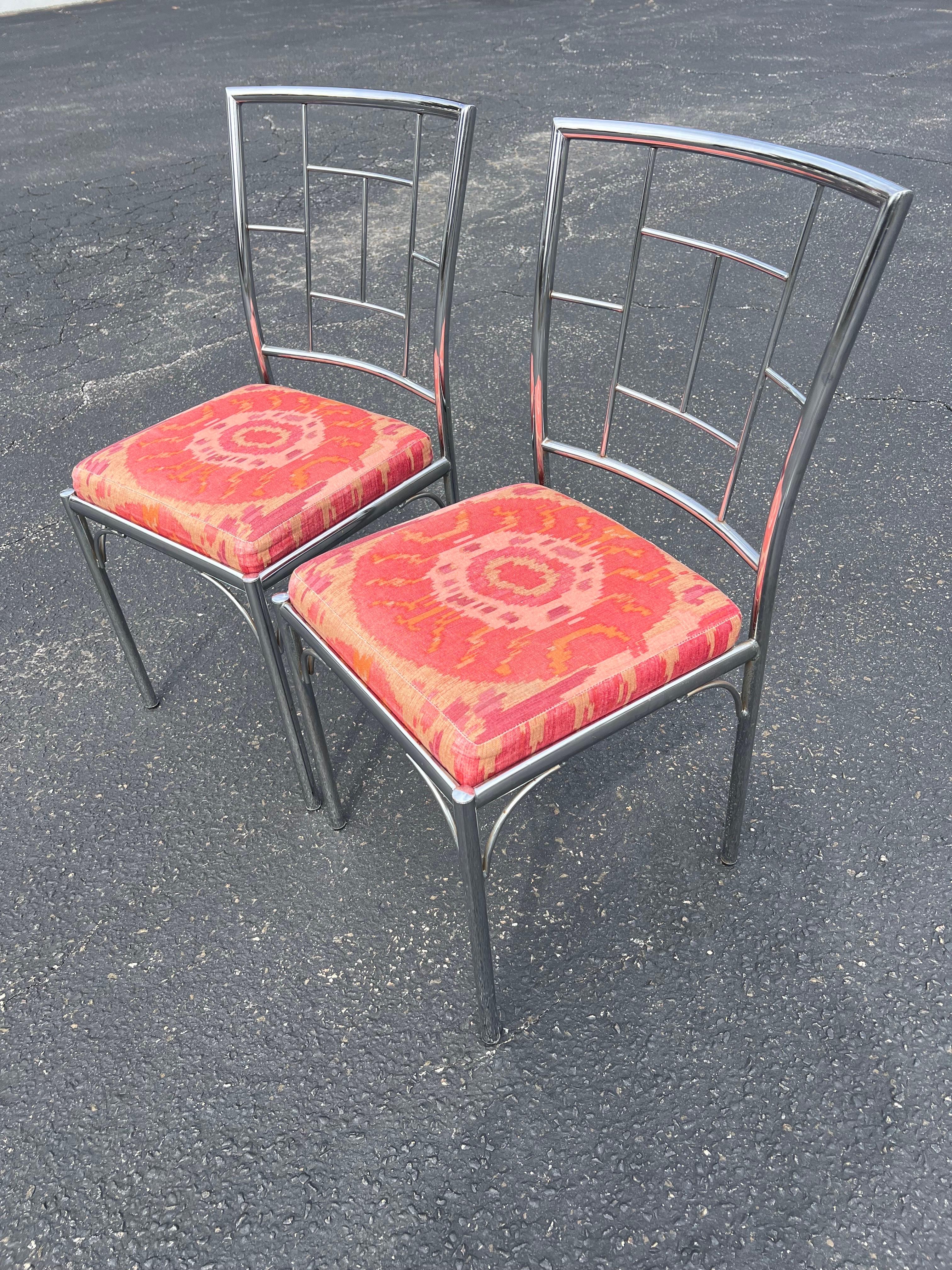 Fin du 20e siècle Paire de chaises chromées Chinoiserie en vente