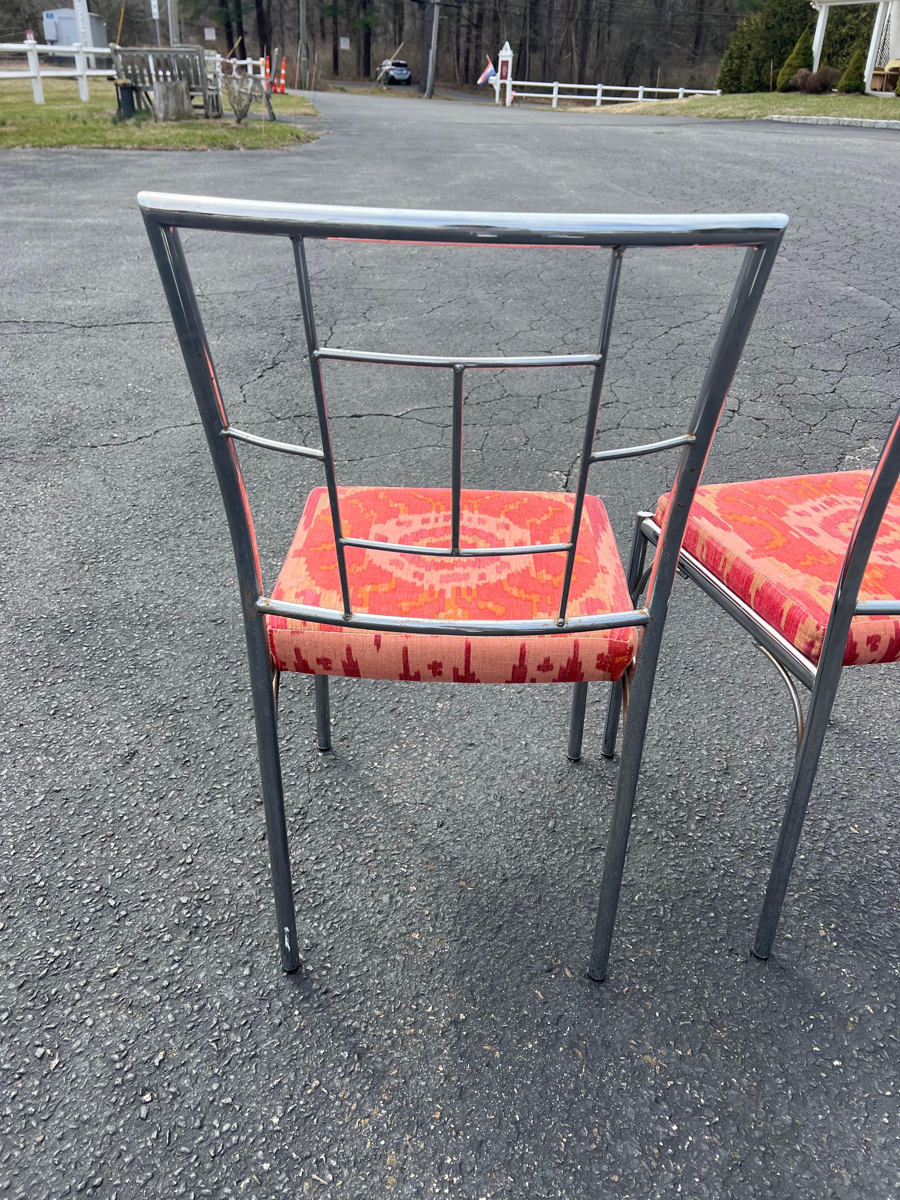 Paire de chaises chromées Chinoiserie en vente 2