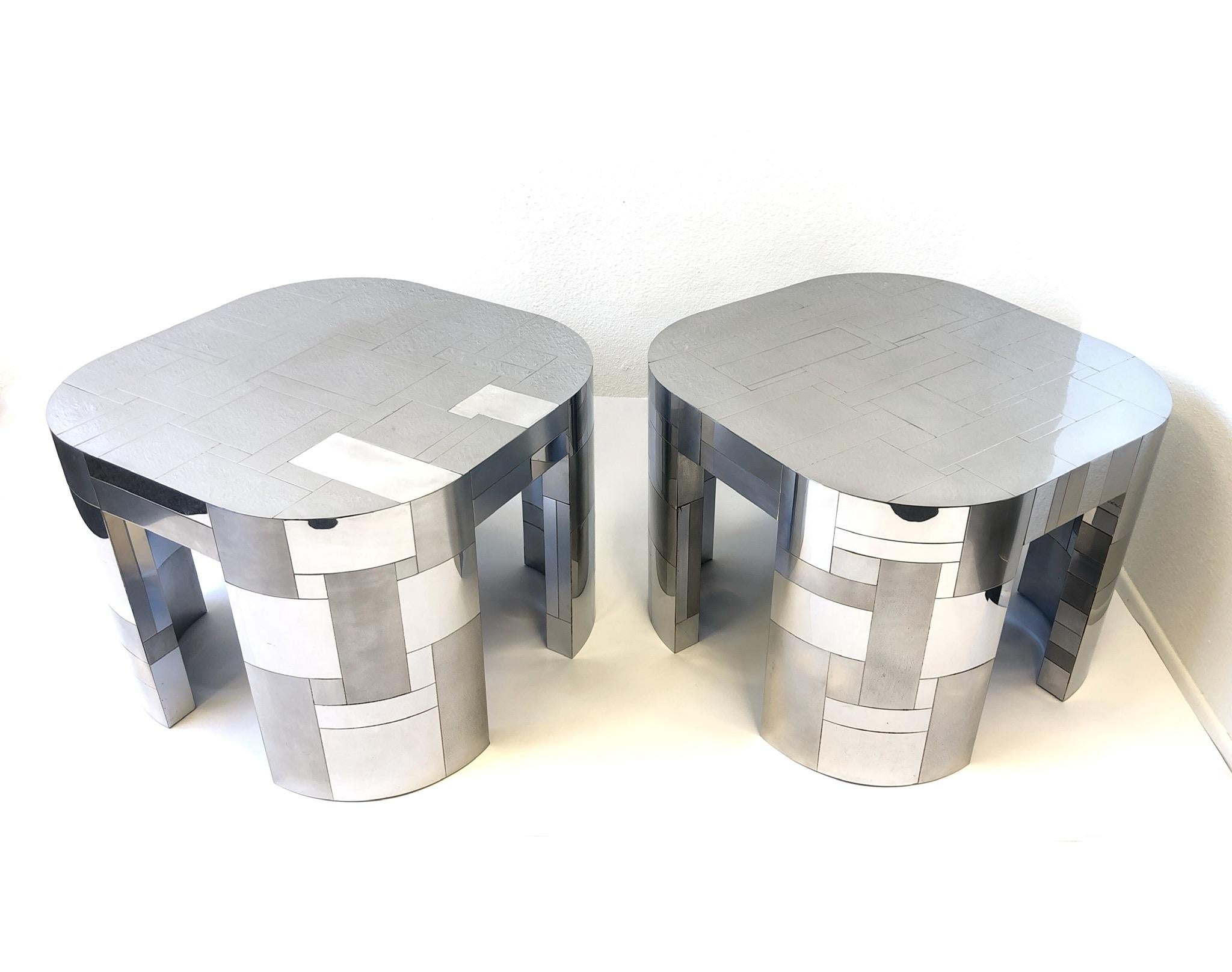 Pair of Chrome Cityscape Side Tables by Paul Evans In Good Condition In Palm Springs, CA