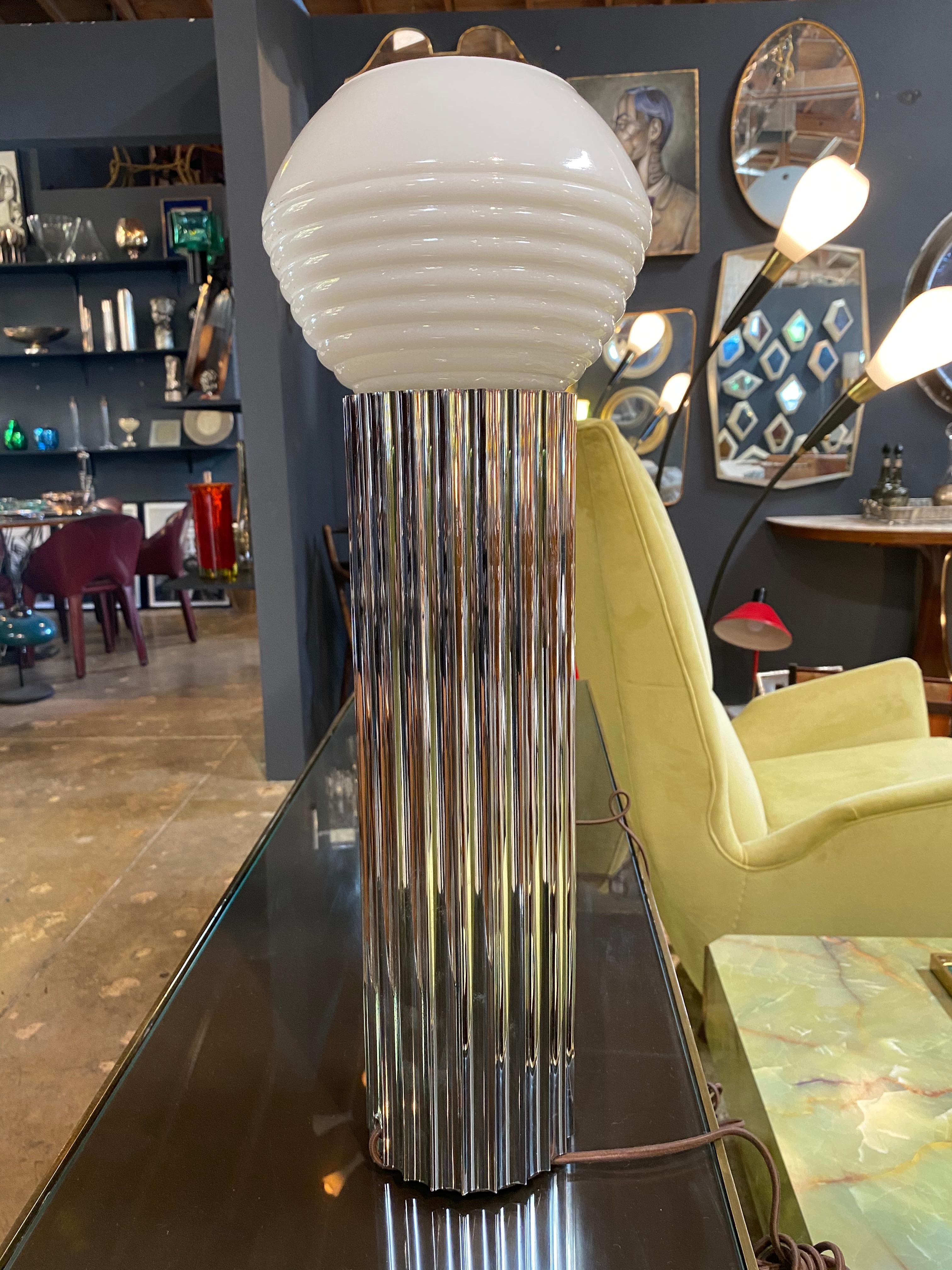 Central American Pair of Chrome Column Lamps by Walter von Nessen, 1930
