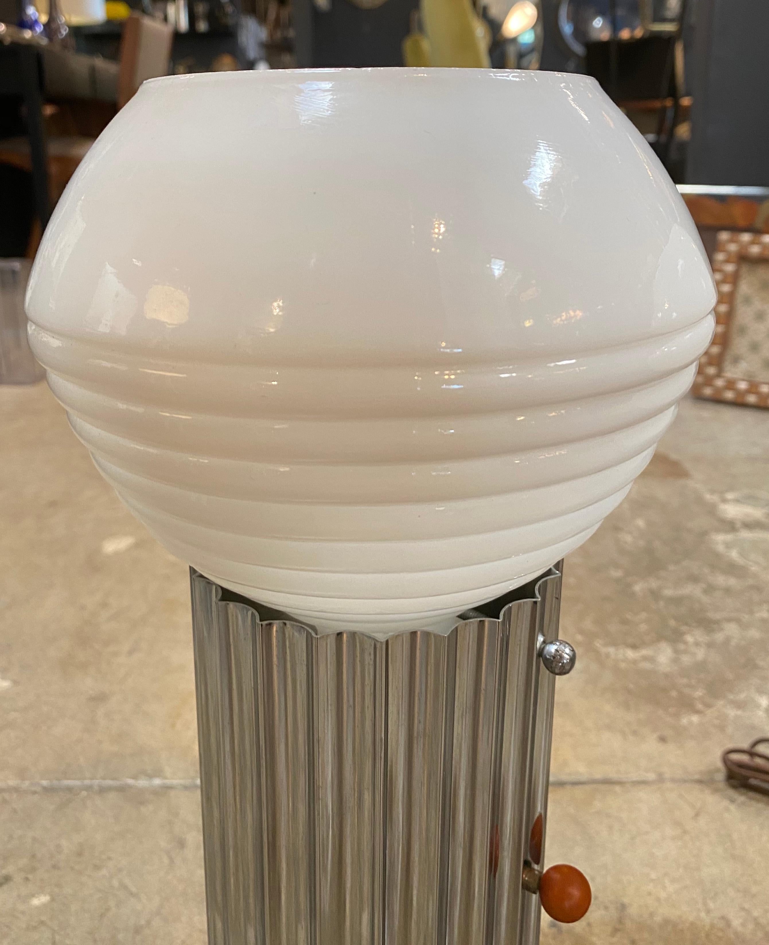 Pair of Chrome Column Lamps by Walter von Nessen, 1930 In Excellent Condition In Los Angeles, CA