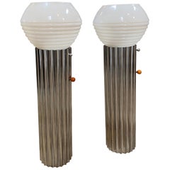 Pair of Chrome Column Lamps by Walter von Nessen, 1930