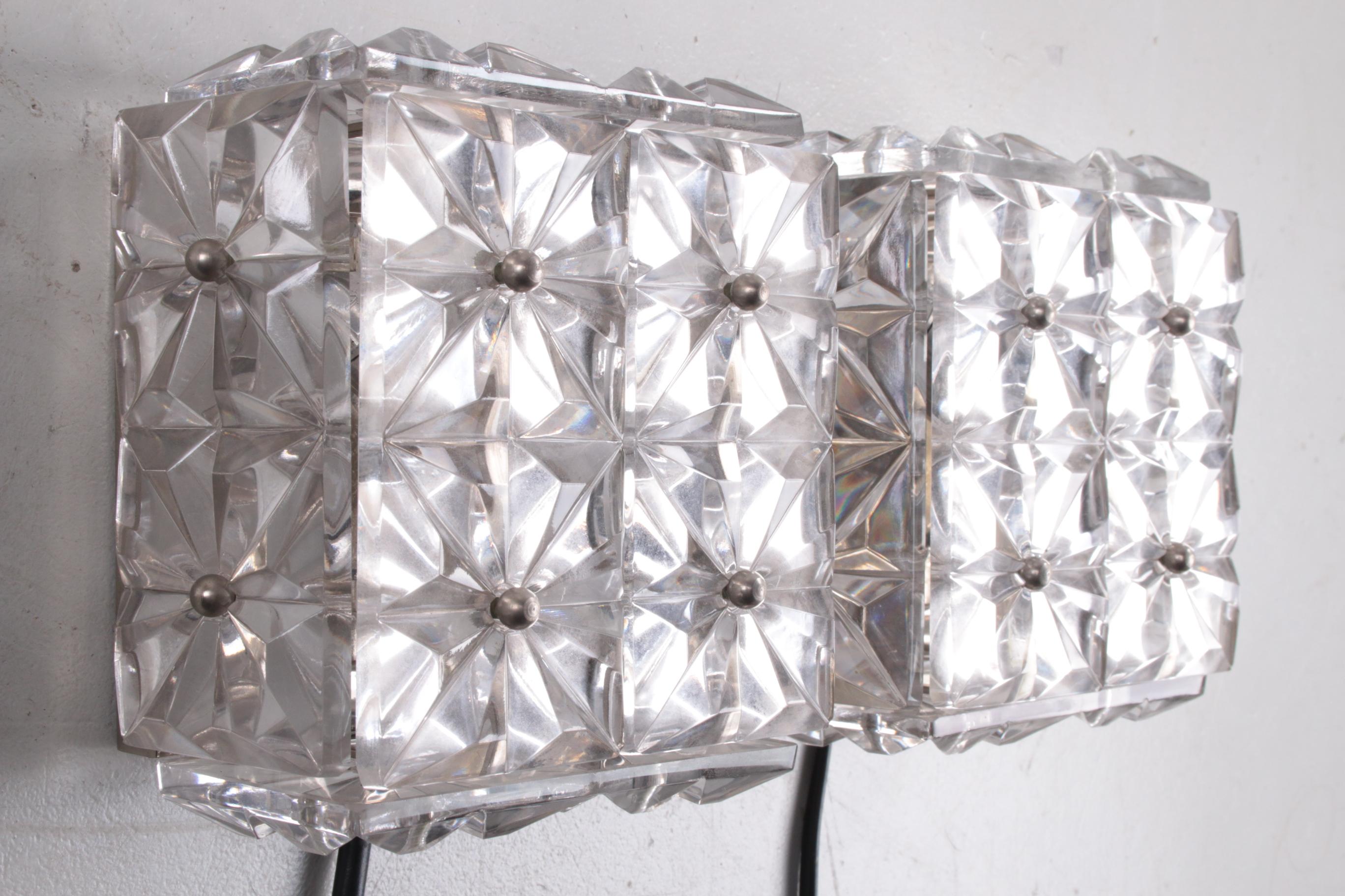 Pair of Chrome & Crystal Glass Wall Lamps by Kinkeldey, 1970s In Good Condition In Oostrum-Venray, NL