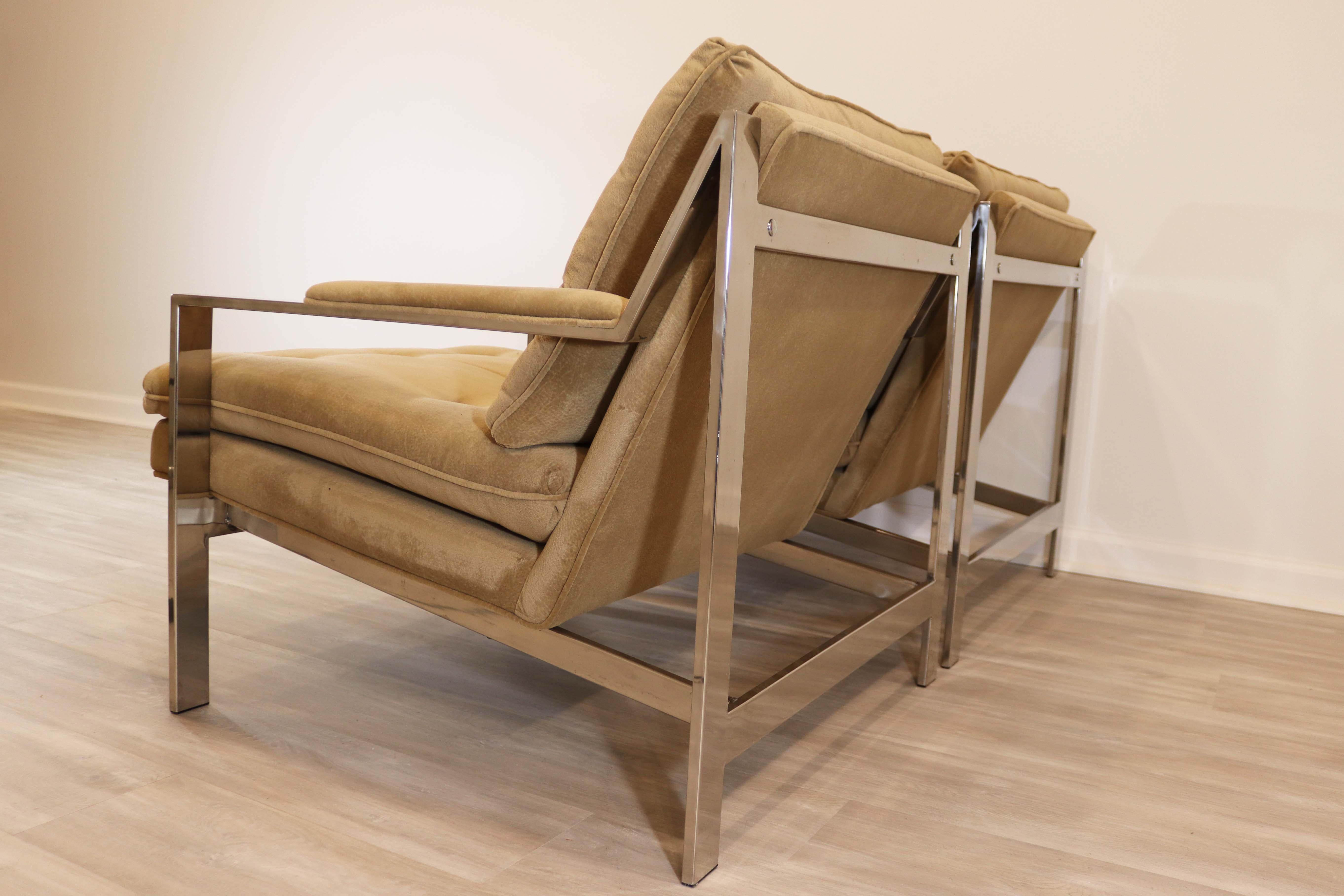 Pair of Chrome Cy Mann Arm Lounge Chairs Modern Contemporary 3