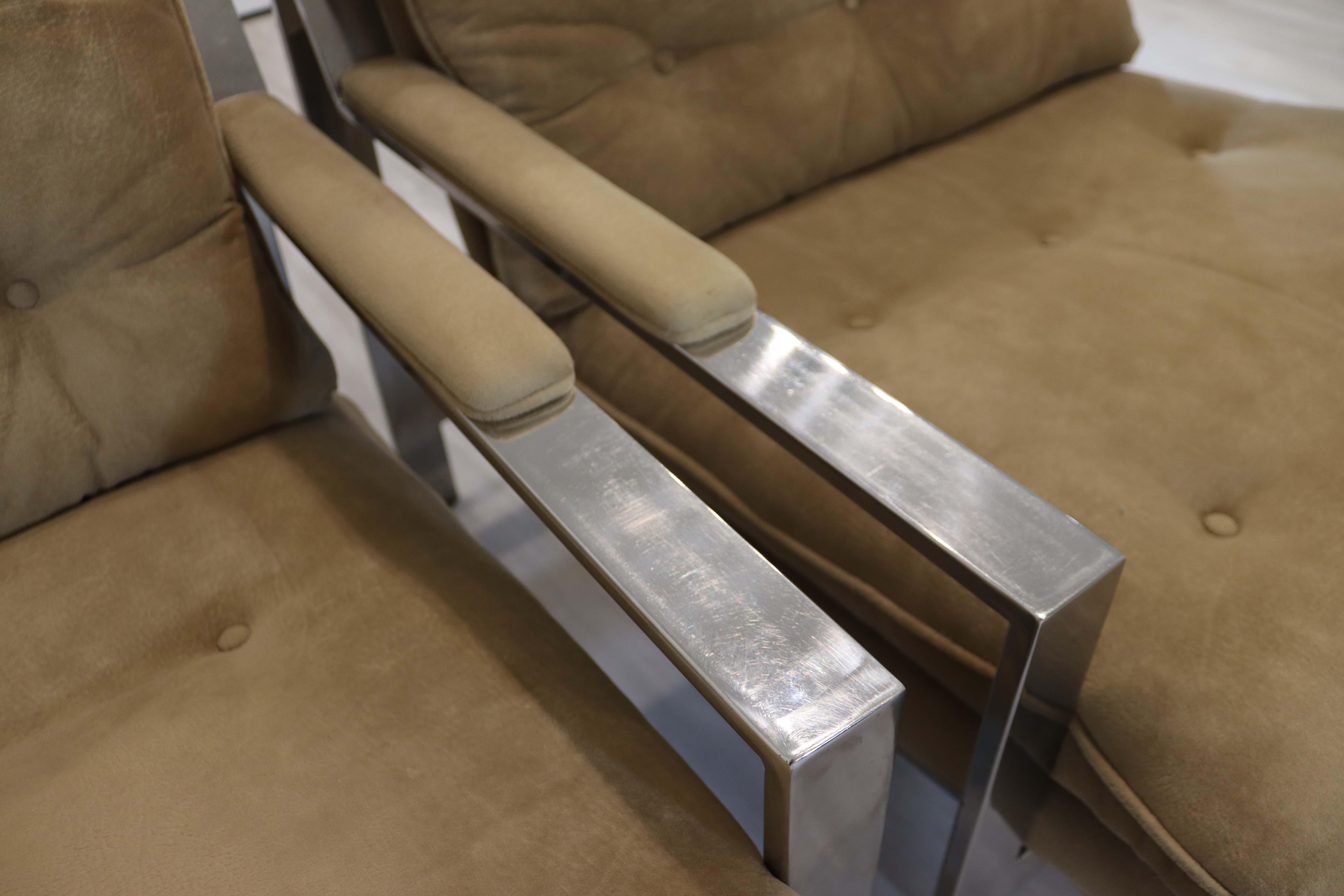 Pair of Chrome Cy Mann Arm Lounge Chairs Modern Contemporary 4