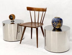 Pair of Chrome Cylinder Side End Tables or Wide Pedestals