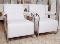 Pair of Chrome Deco Lounge Chairs by Gilbert Rohde for Troy Sunshade, circa 1935