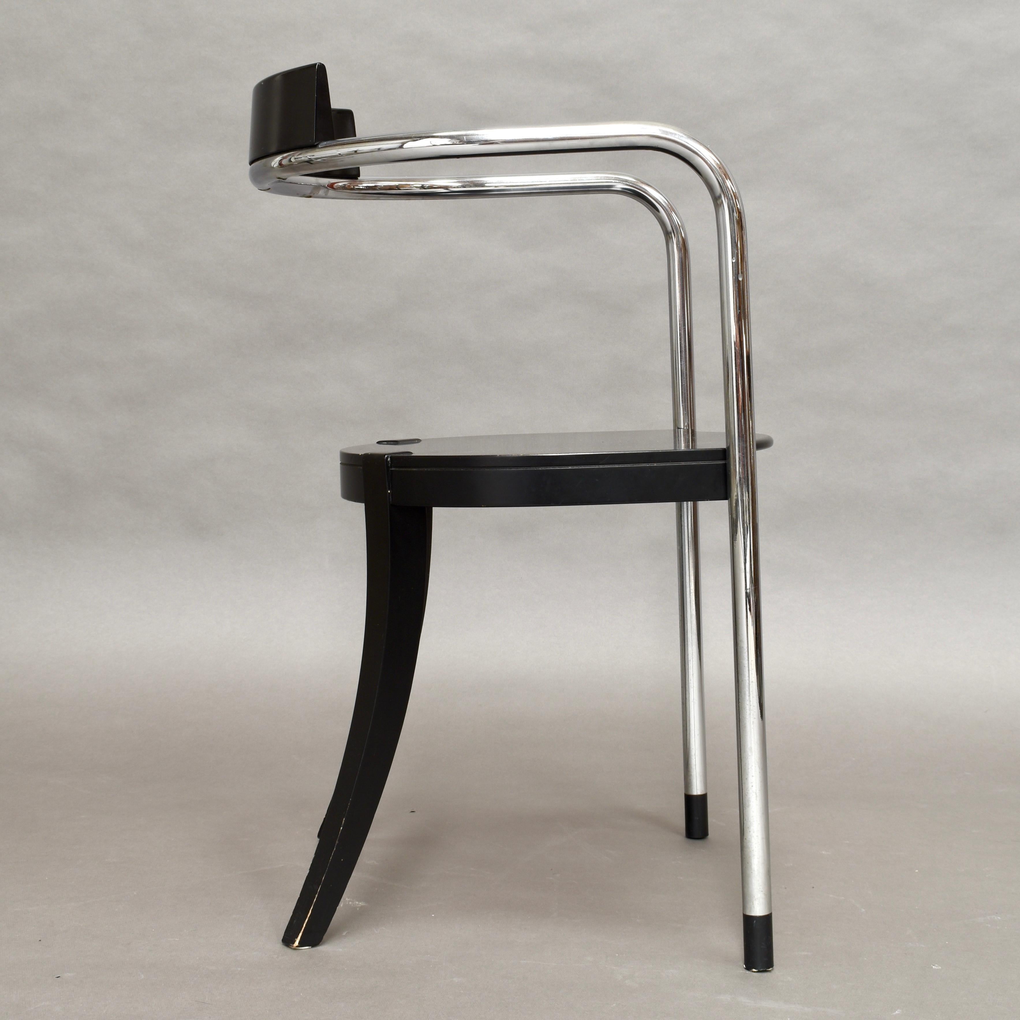 Late 20th Century Pair of Chrome Dining Armchairs by David Palterer for Zanotta, Italy, 1987 For Sale