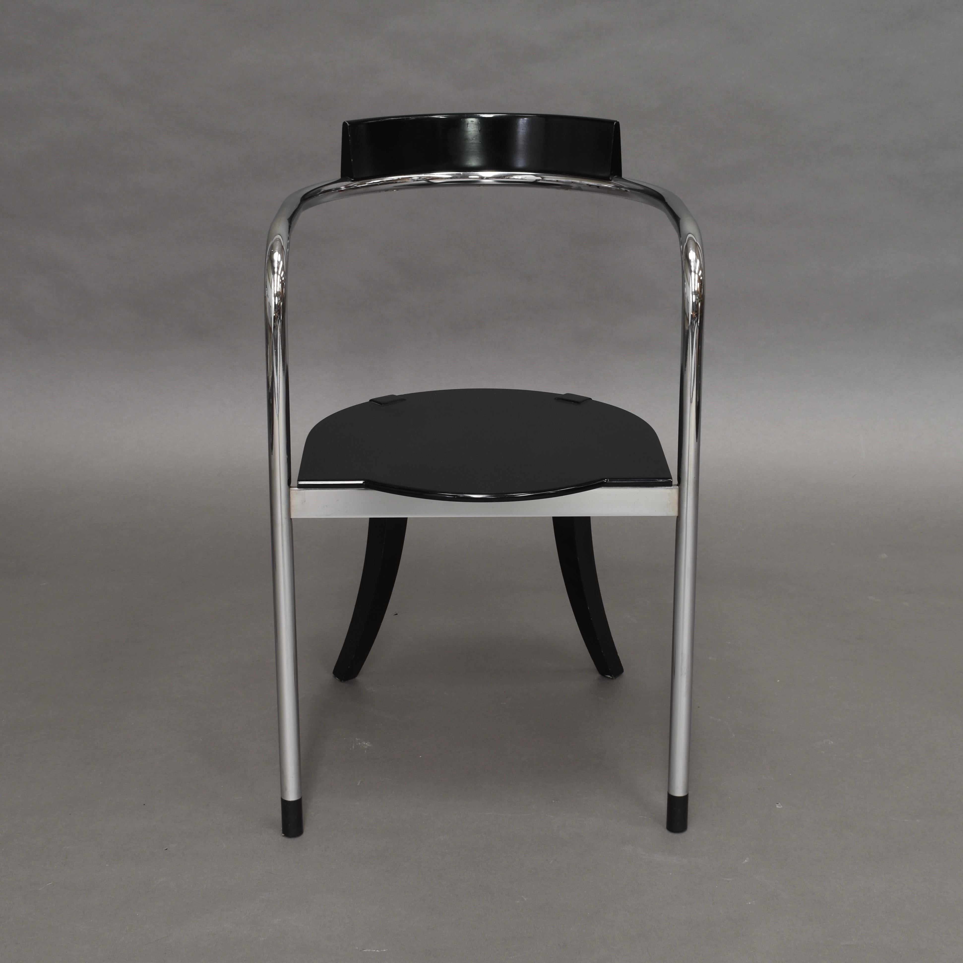Pair of Chrome Dining Armchairs by David Palterer for Zanotta, Italy, 1987 For Sale 3