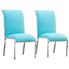 Pair of Chrome Dining Chairs by Milo Baughman for Design Institute of America