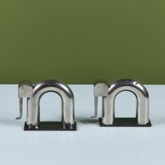 Pair of Chrome Elephant Bookends by Walter von Nessen for Chase USA