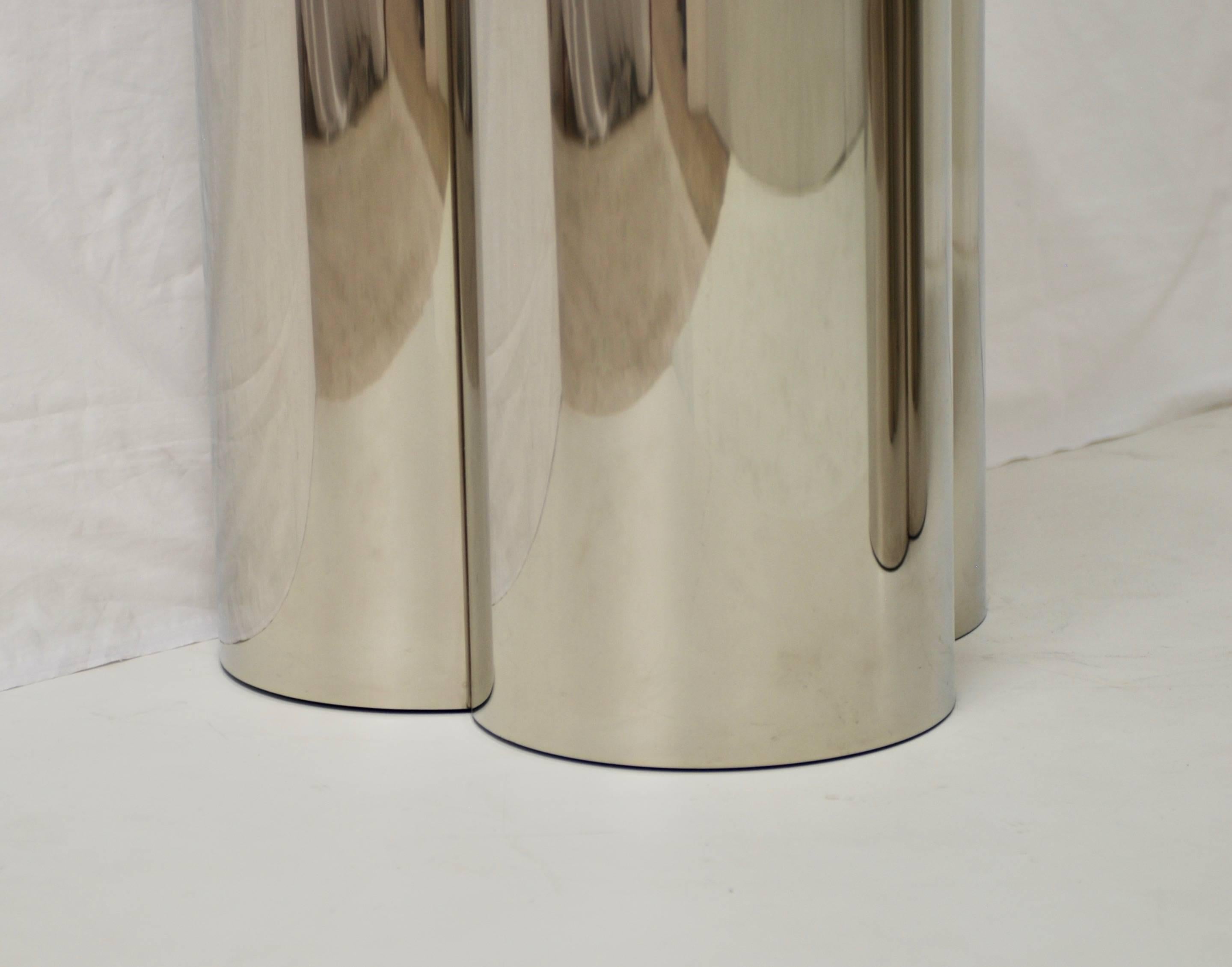 Pair of Chrome Finish Clover Pedestal Table Bases Attributed to C. Jere 5