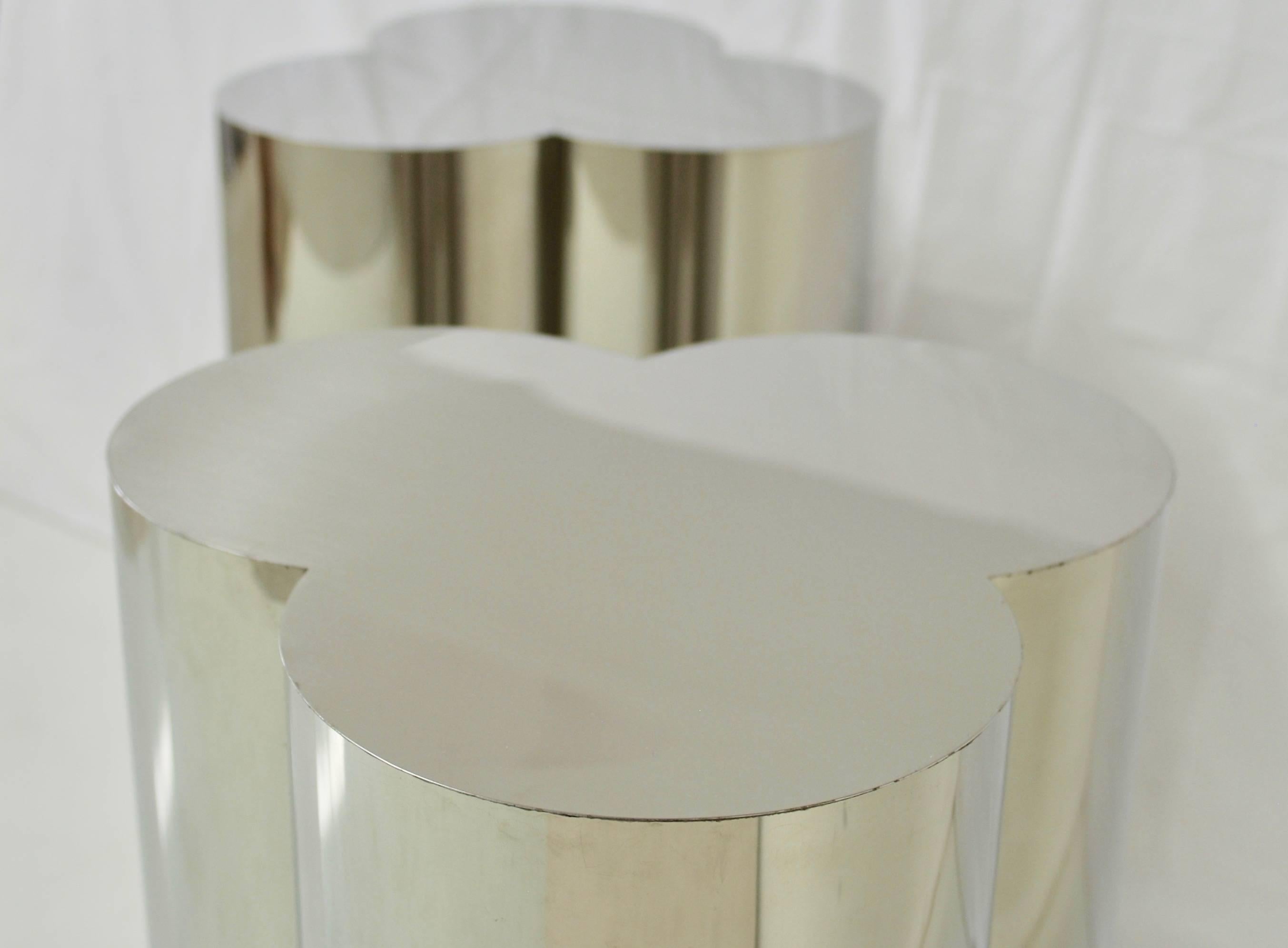 Pair of Chrome Finish Clover Pedestal Table Bases Attributed to C. Jere 10
