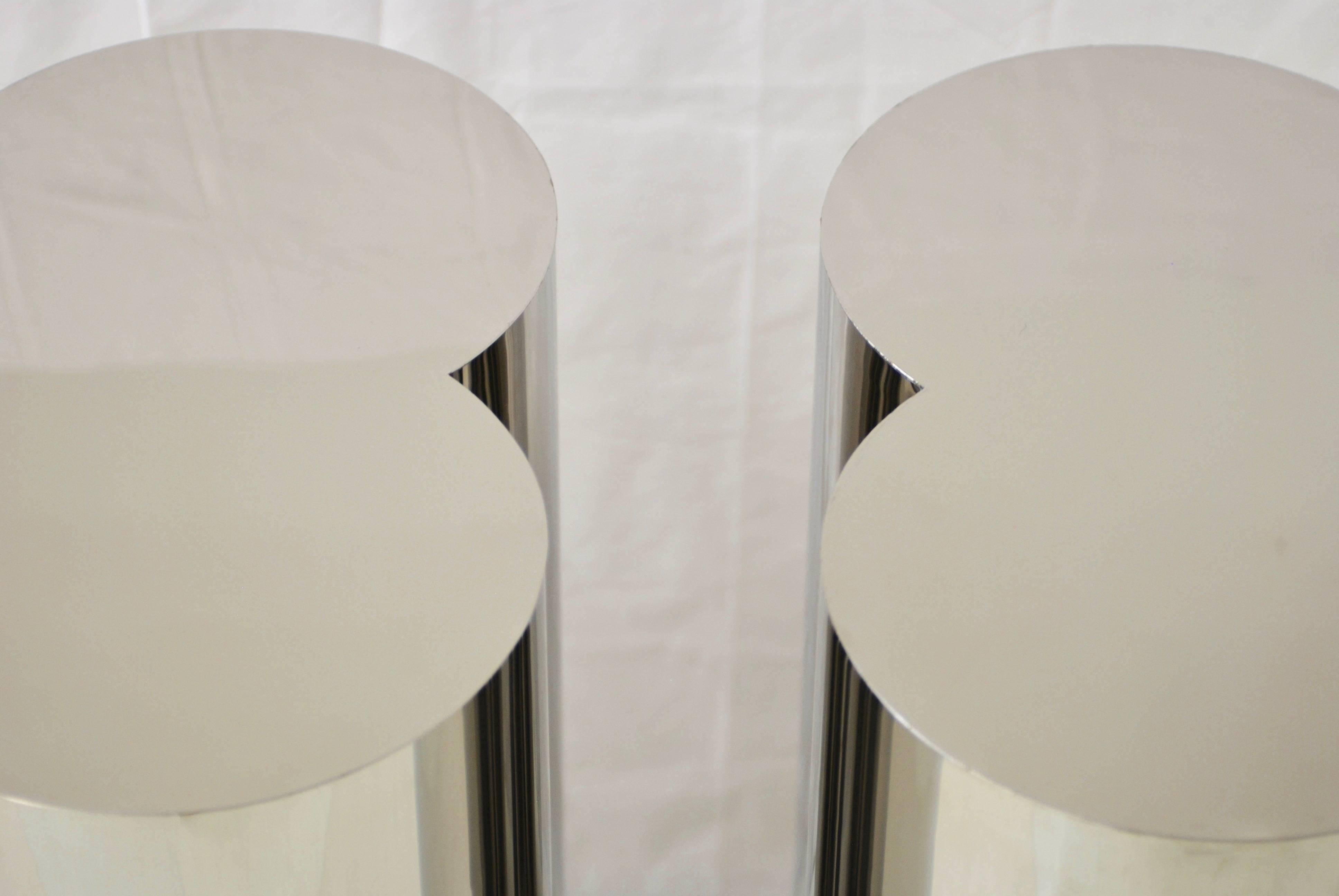 Pair of Chrome Finish Clover Pedestal Table Bases Attributed to C. Jere In Good Condition In Palm Springs, CA