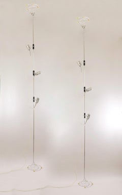 Pair of chrome Floor to Ceiling lamps by Francesco Fois for Reggiani, 1960s