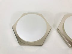 Pair of Chrome Flush Mounts or Wall Lamps by Rolf Krüger for Neuhaus Leuchten