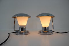 Pair of Chrome Glass Bauhaus Table Lamps, 1930s