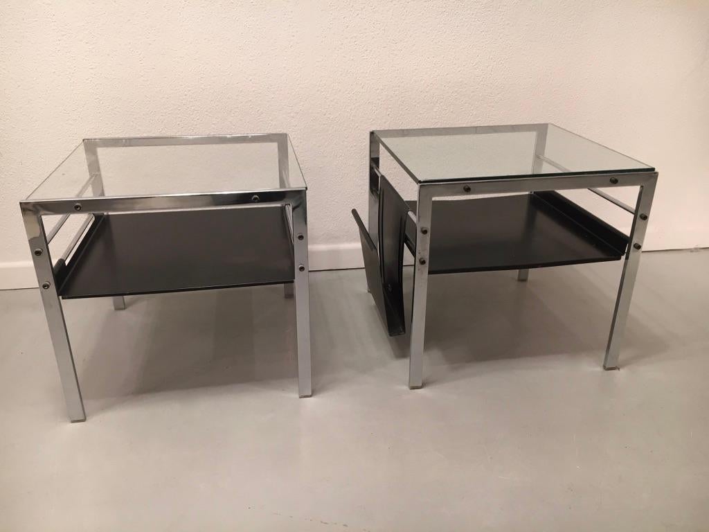 Pair of Chrome and Glass Side Tables by Willy Guhl, Switzerland, circa 1962 In Good Condition In Geneva, CH