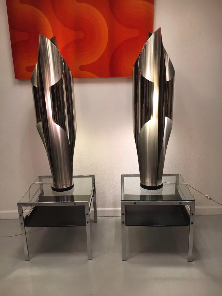 Aluminum Pair of Chrome and Glass Side Tables by Willy Guhl, Switzerland, circa 1962