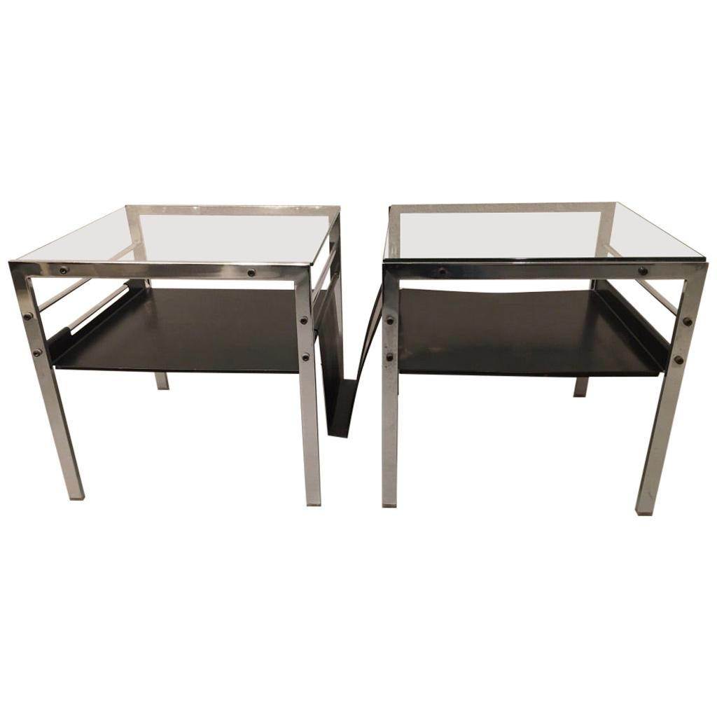 Pair of Chrome and Glass Side Tables by Willy Guhl, Switzerland, circa 1962