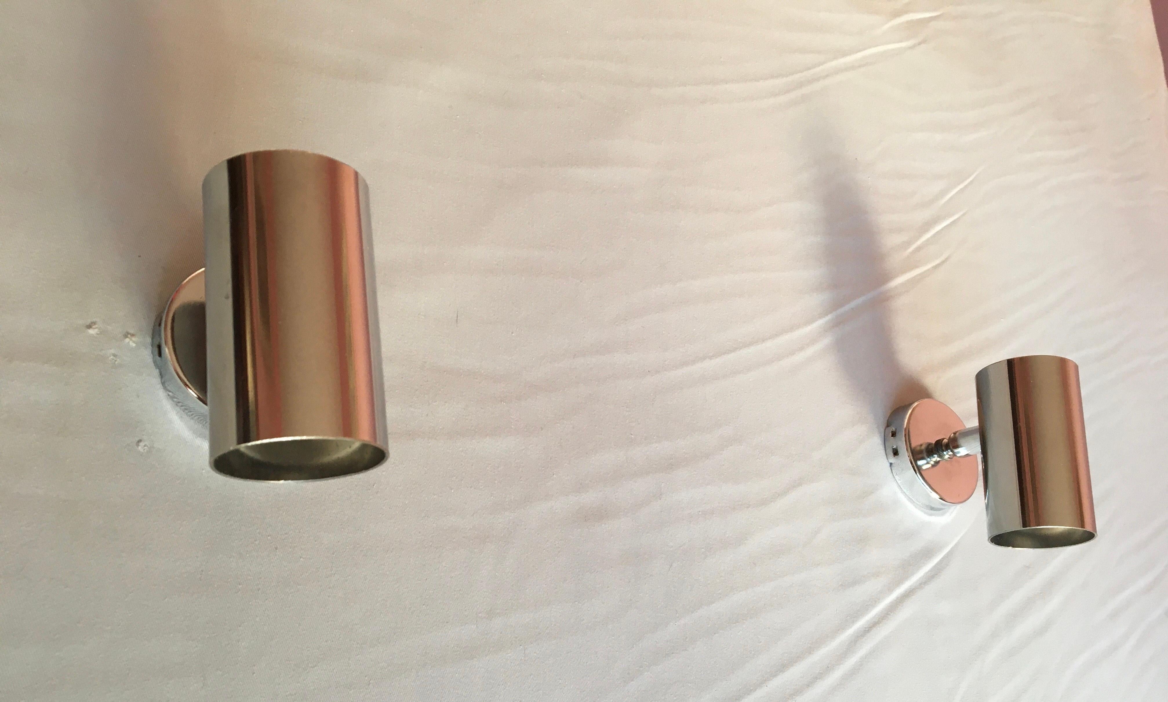 Pair of Chrome Heavy Steel Wall Light Spots 1960 For Sale 7