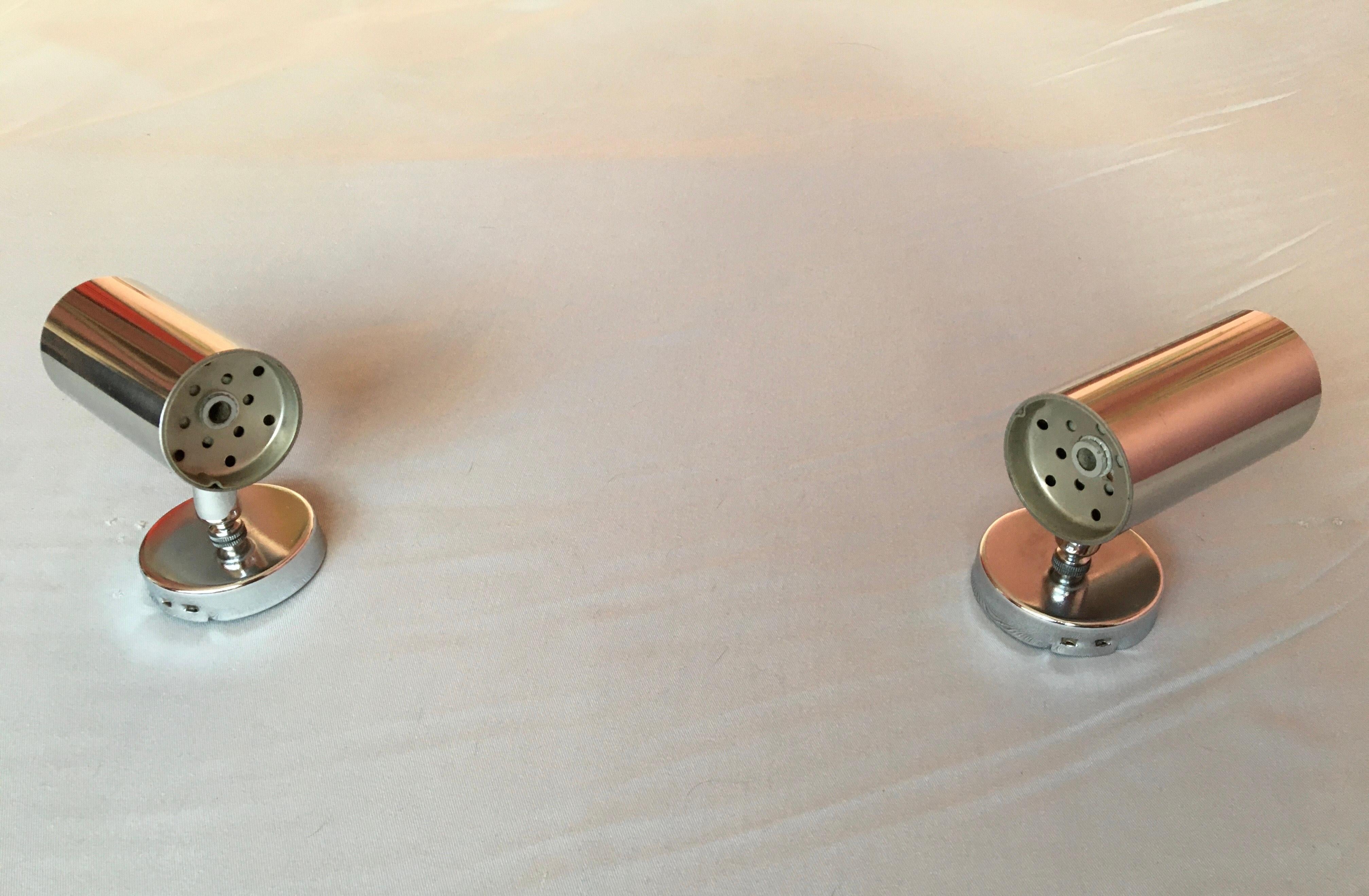 Mid-20th Century Pair of Chrome Heavy Steel Wall Light Spots 1960 For Sale