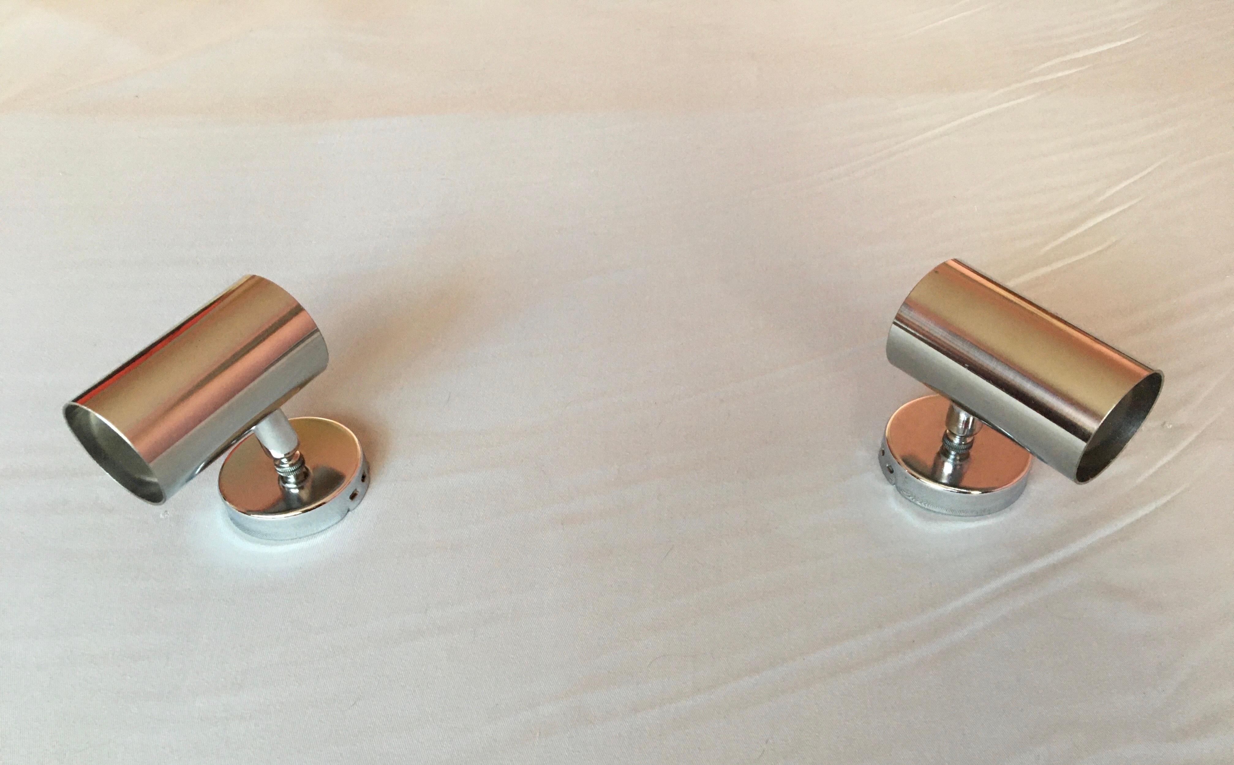 Pair of Chrome Heavy Steel Wall Light Spots 1960 For Sale 1