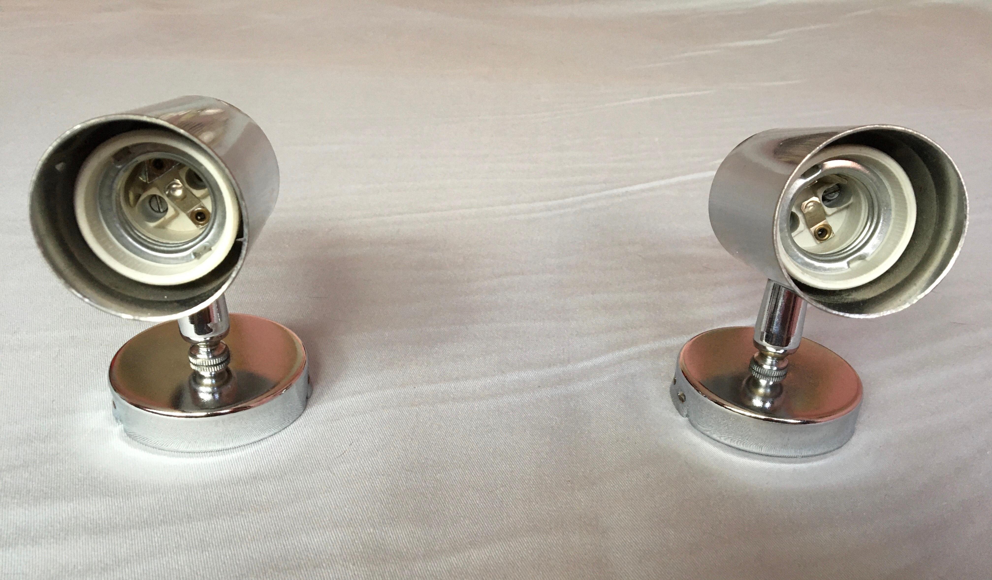 Pair of Chrome Heavy Steel Wall Light Spots 1960 For Sale 2