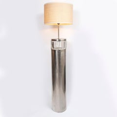 Pair of Chrome Iron and Crystal Floor Lamps, Argentina, 1990