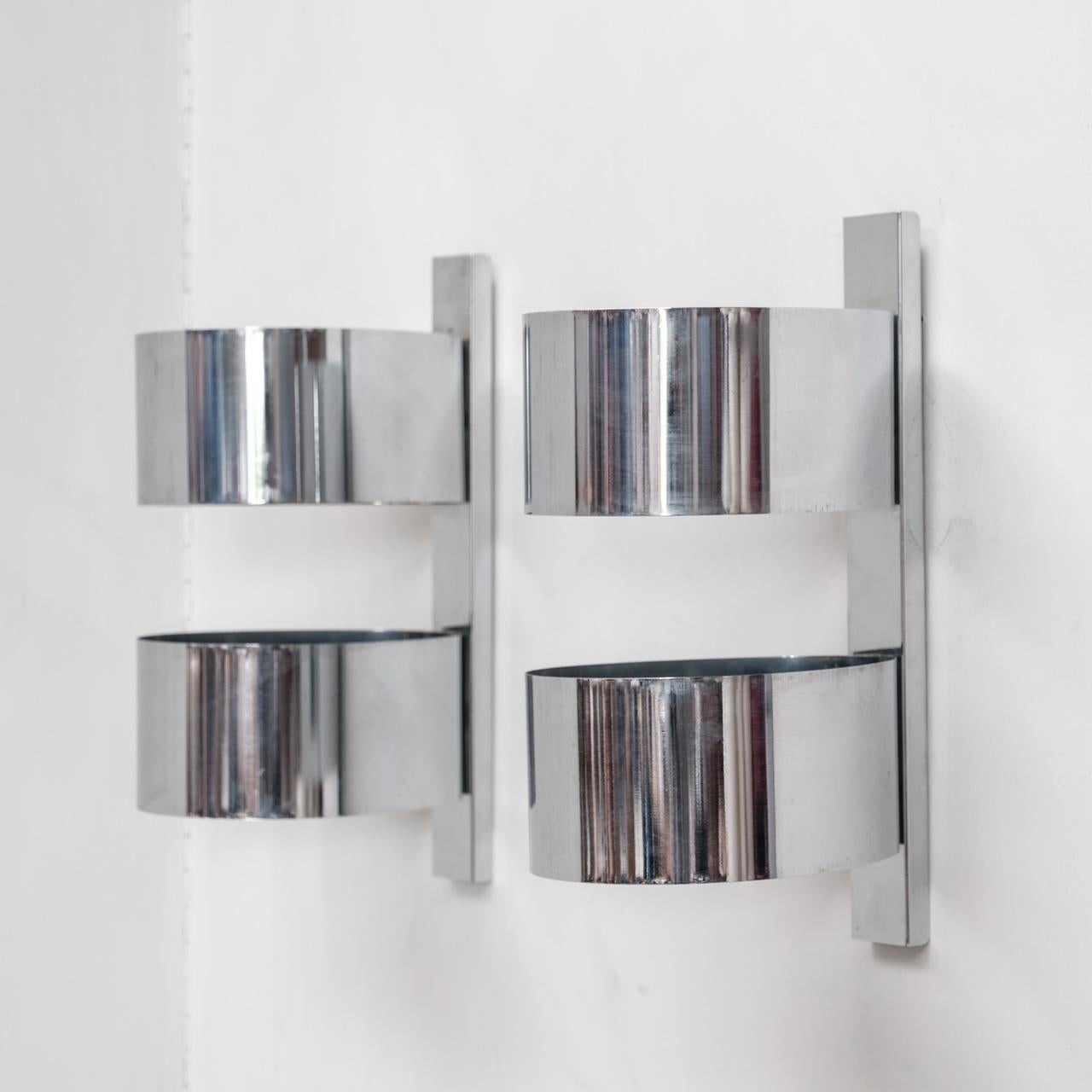 Pair of Chrome Italian Mid-Century Wall Lights 1