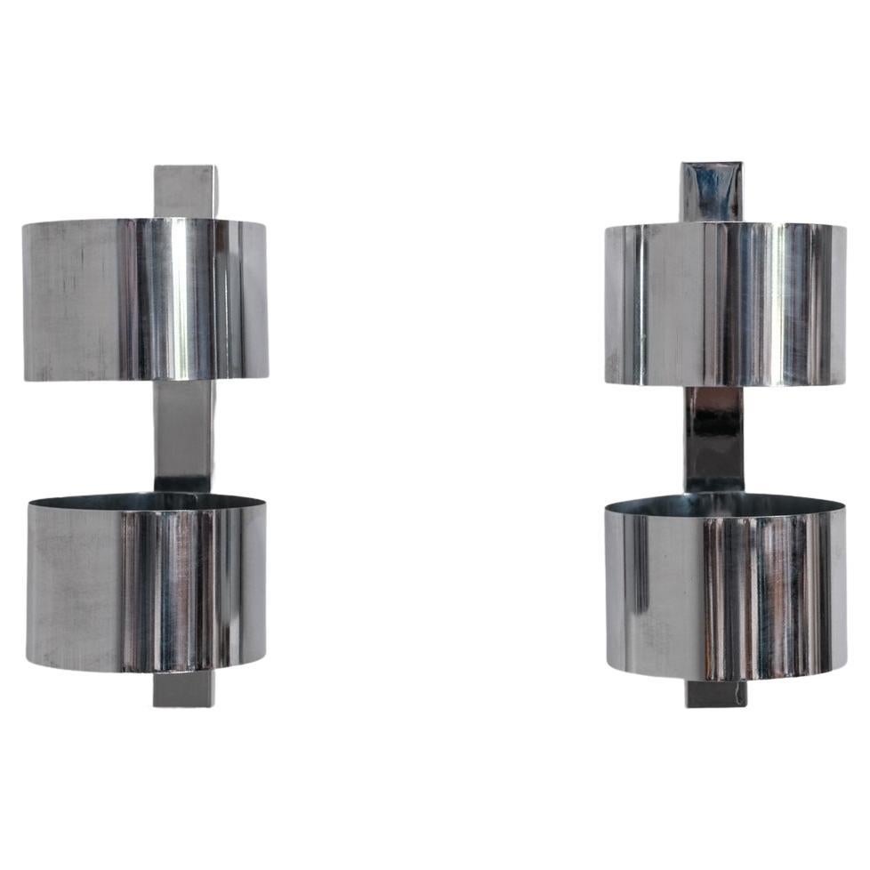 Pair of Chrome Italian Mid-Century Wall Lights