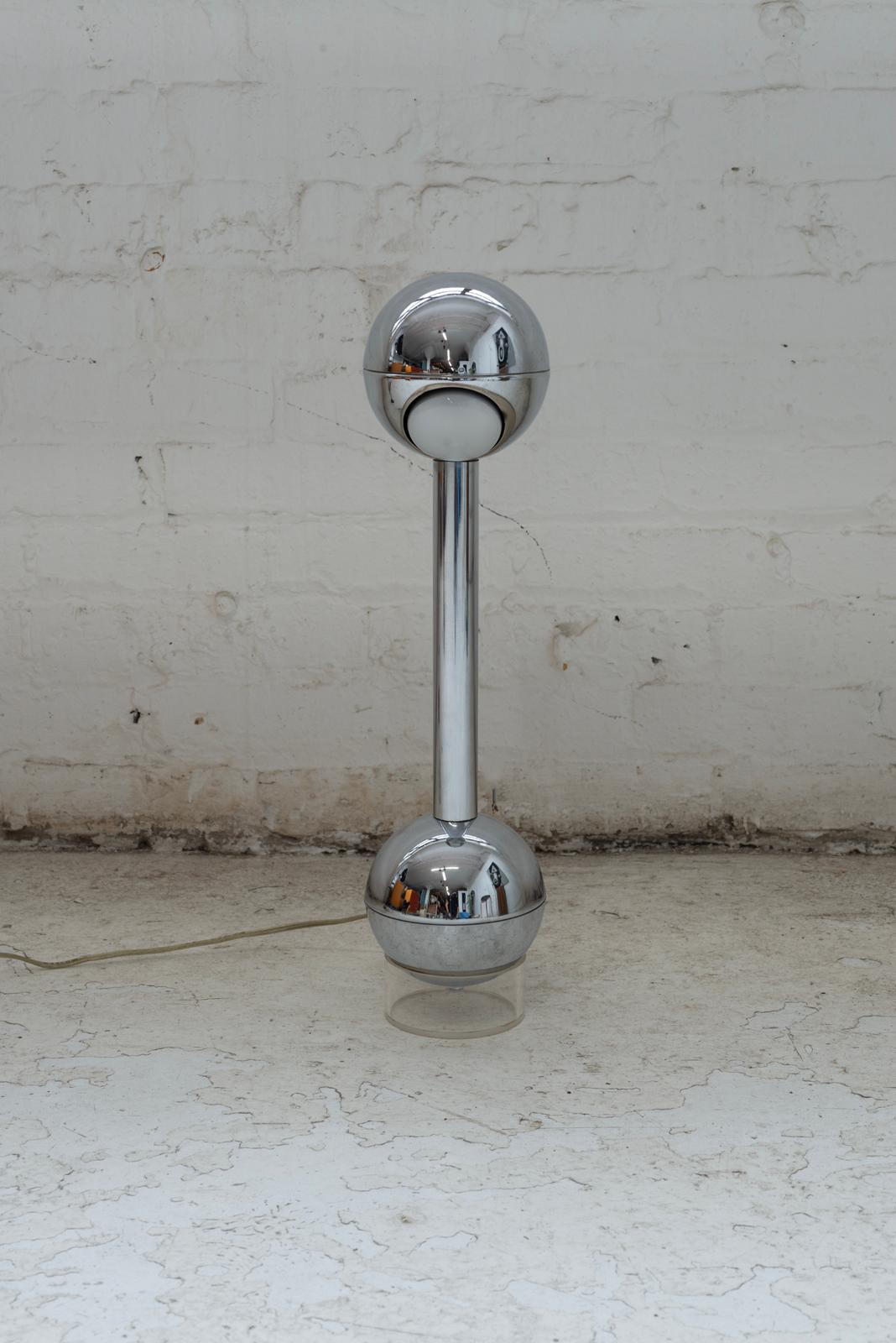 American Pair of Chrome John Mascheroni Barbell Lamps For Sale