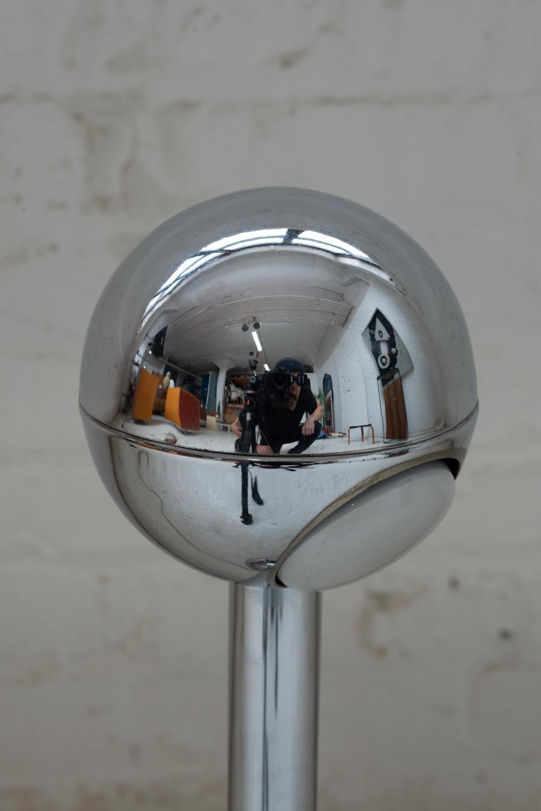 Pair of Chrome John Mascheroni Barbell Lamps For Sale 1