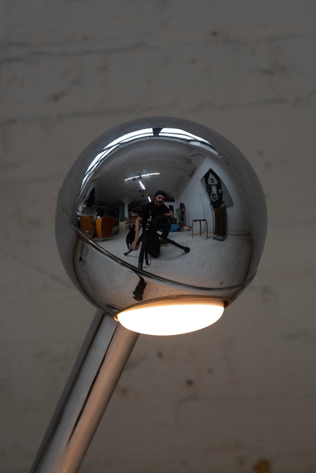 Pair of Chrome John Mascheroni Barbell Lamps For Sale 2