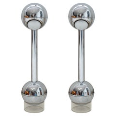 Pair of Chrome John Mascheroni Barbell Lamps
