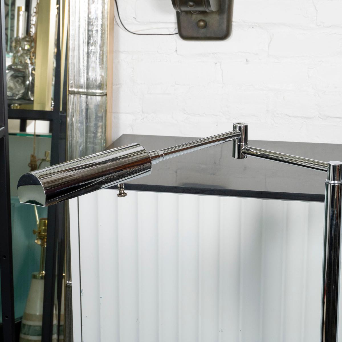 Pair of chrome Koch and Lowy articulated floor lamps For Sale 8