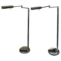 Pair of chrome Koch and Lowy articulated floor lamps